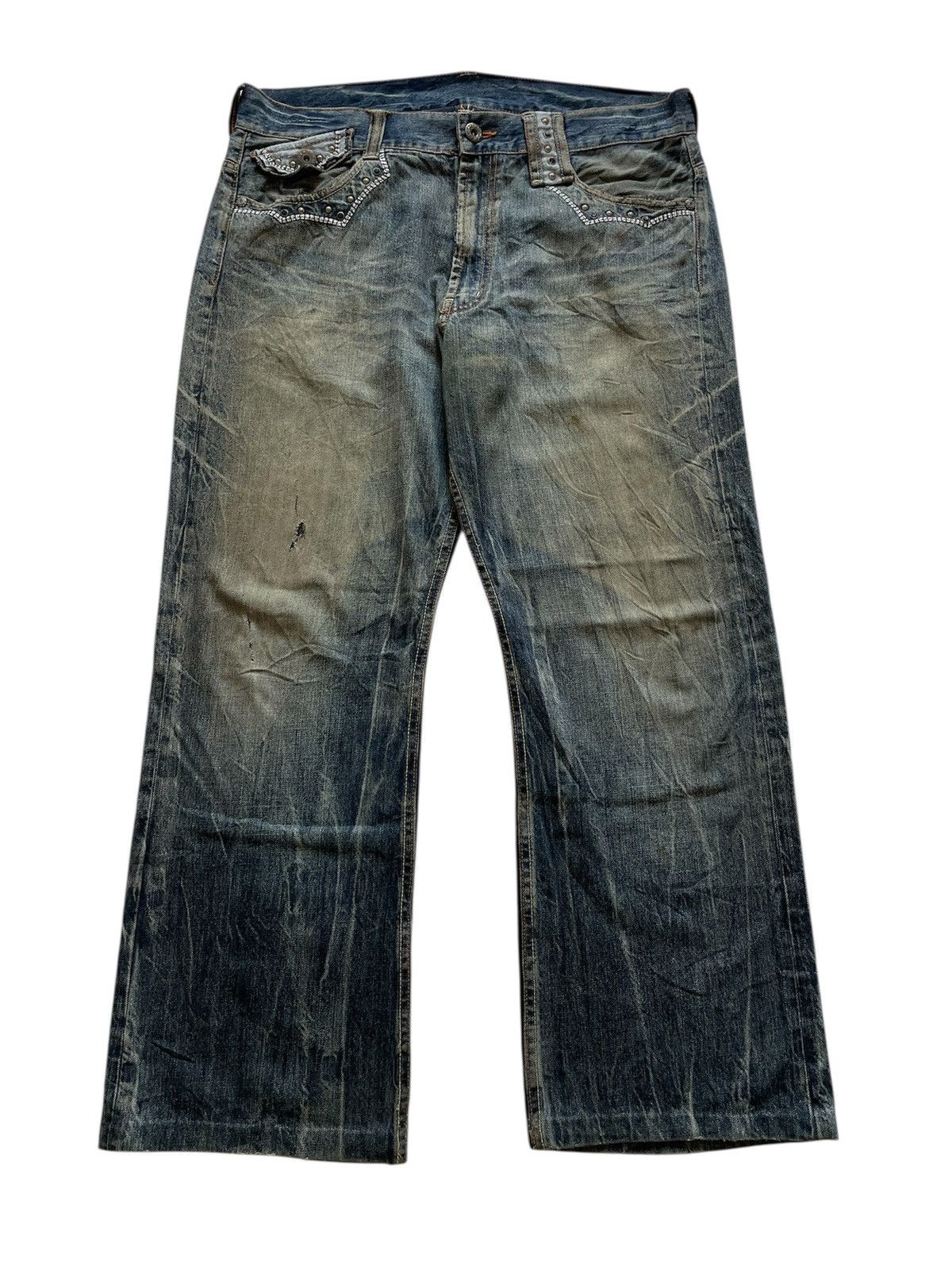 Japanese Brand × Vintage OFFER!!Vintage Rare Design Japanese Brand Baggy Jeans Size US 36 / EU 52 - 1 Thumbnail