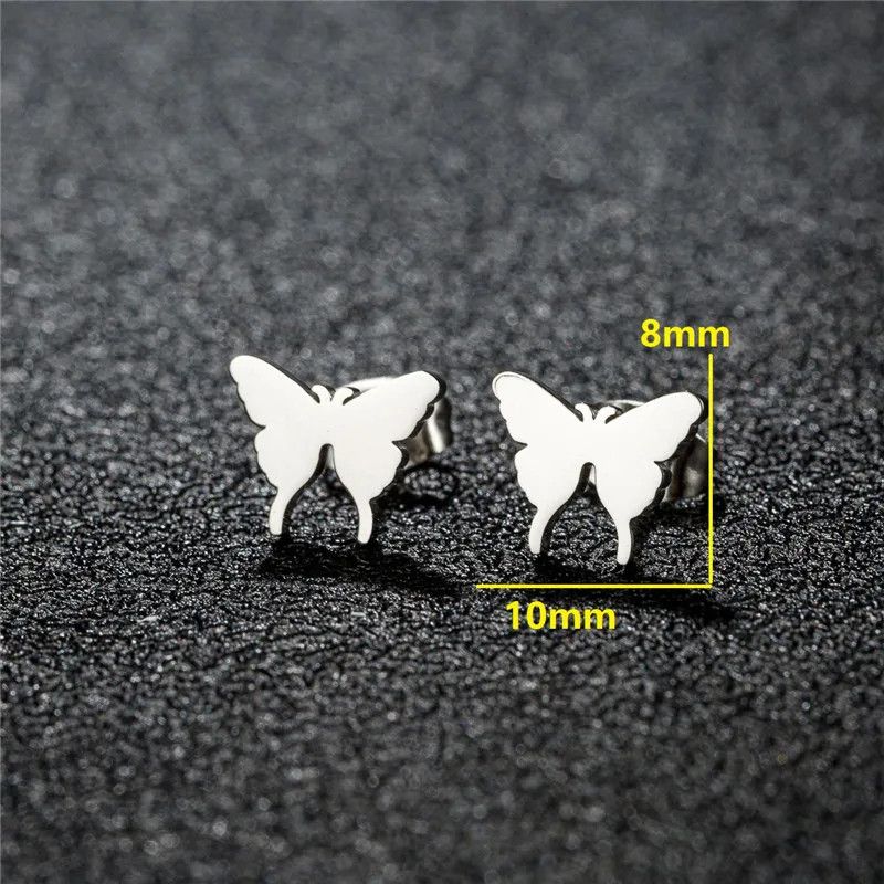 Jewelry Mini Butterfly Stud Earrings Charm Earring Gift Size ONE SIZE - 2 Thumbnail