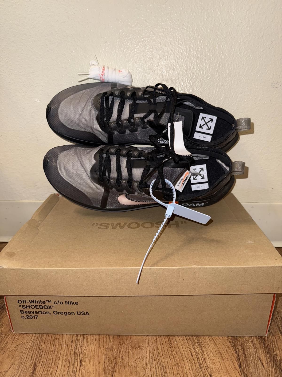 Nike Nike Zoom Fly Off-White Black Silver Size US 15 / EU 48 - 6 Thumbnail