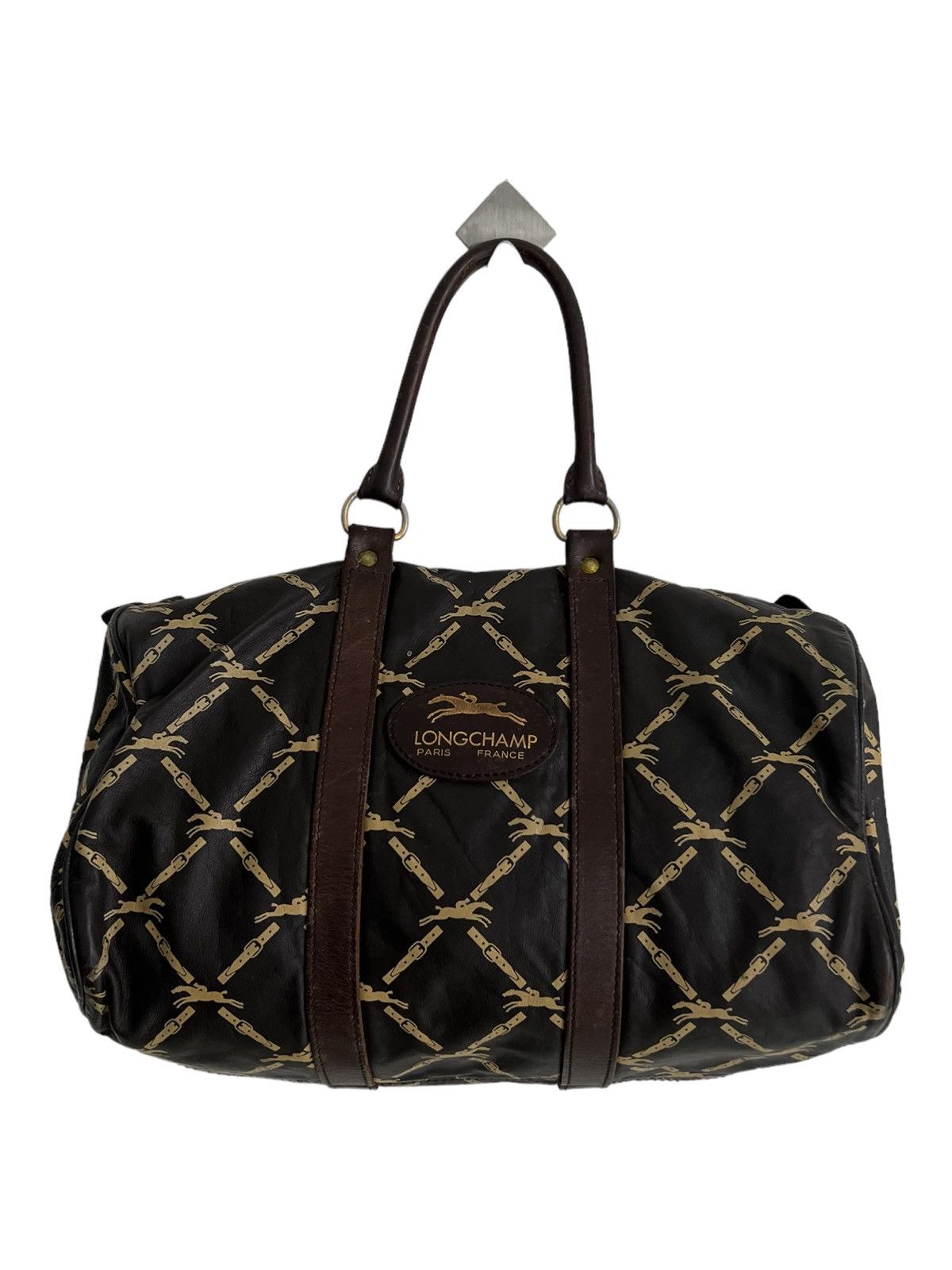 Genuine Leather × Longchamp × Vintage Vintage LONGCHAMP Boston Bag Riding Mark Jacquard Leather Size ONE SIZE - 5 Thumbnail