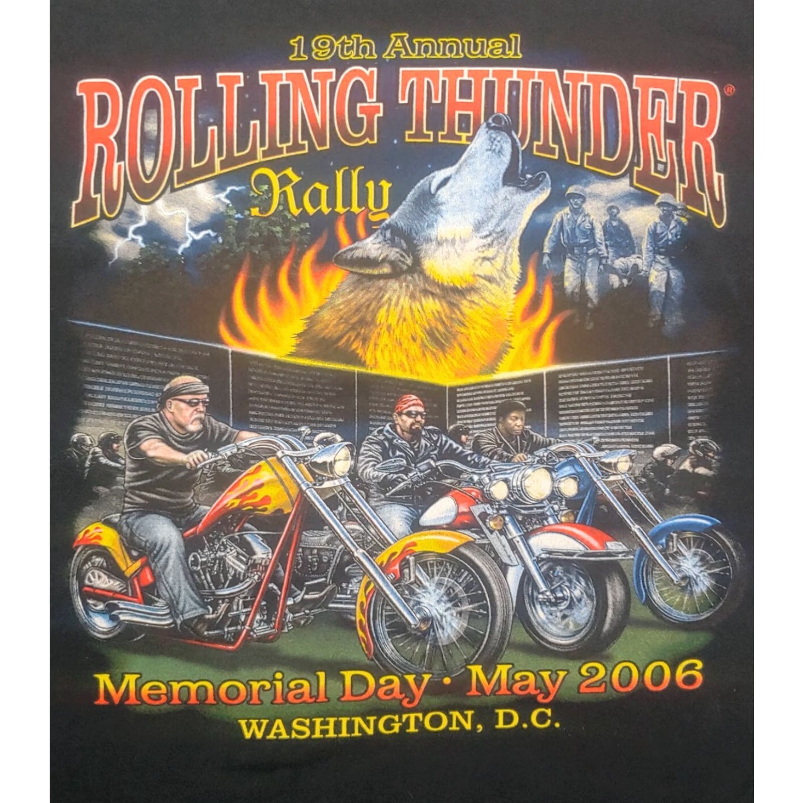 Gildan VINTAGE Rolling Thunder Motorcycle Rally Shirt XL Black Gildan Heavy Cotton Adult Men T-Shirt Size US XL / EU 56 / 4 - 4 Thumbnail