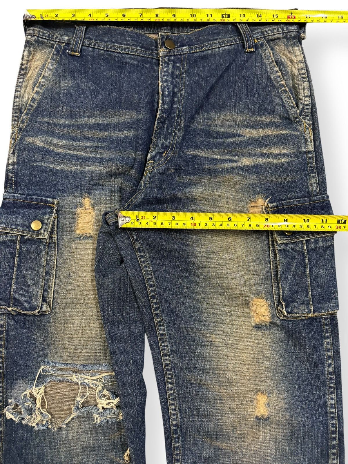 POST ARCHIVE FACTION (PAF) Vintage Japanese Brand Mud Wash Distressed Cargo Jeans Size US 32 / EU 48 - 14 Thumbnail
