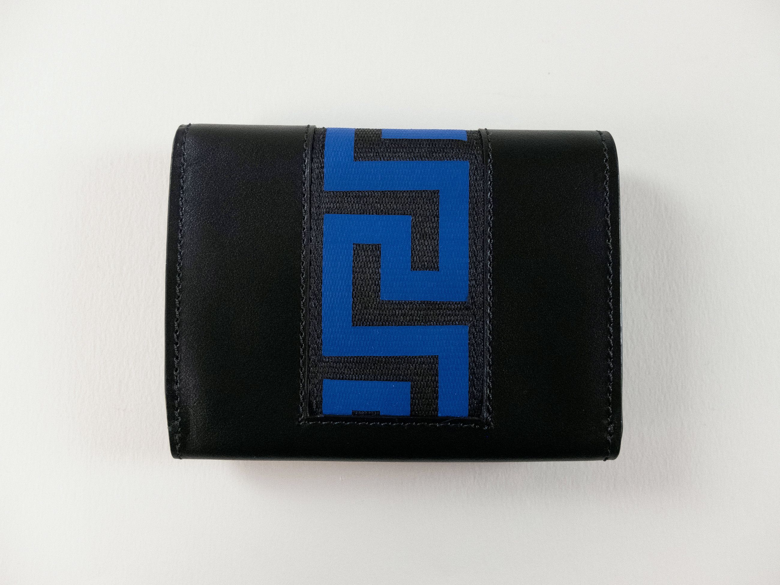 Versace VERSACE La Greca Greek Key black & blue leather card holder Size ONE SIZE - 3 Thumbnail