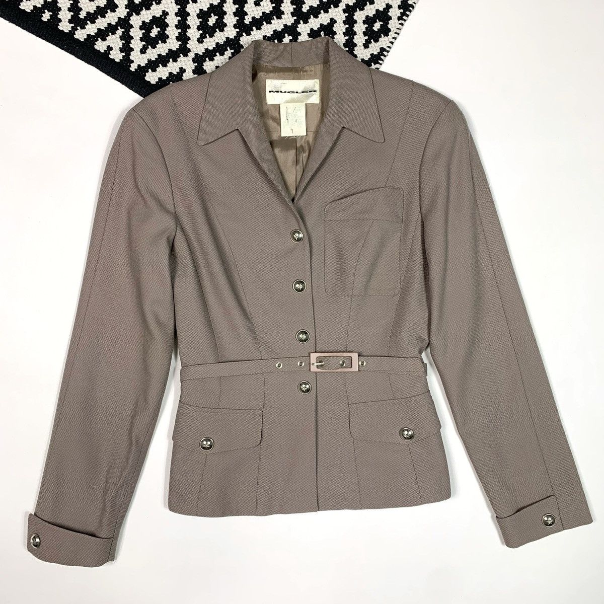 Mugler 90s Thierry Mugler Trouser Pant Suit With belt Beige Size 36 Size S / US 4 / IT 40 - 3 Thumbnail