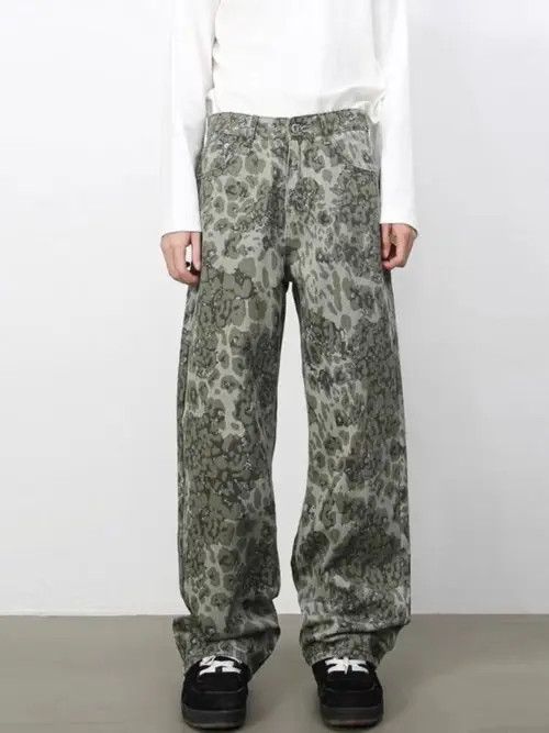 Japanese Brand VIBE Vintage washed camouflage leopard print baggy jeans Size US 34 / EU 50 - 7 Thumbnail