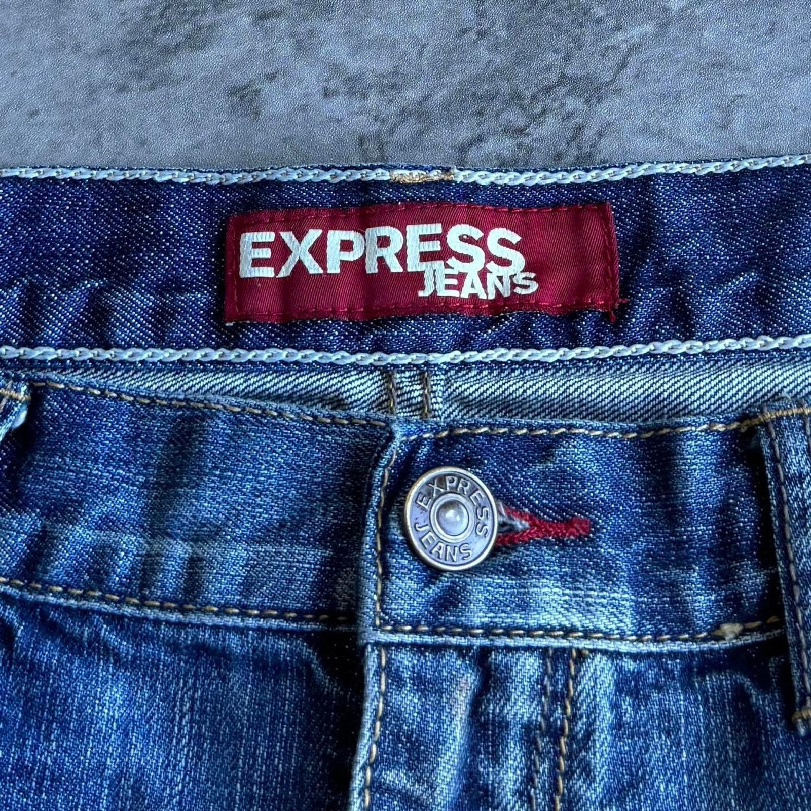 Express × Vintage Vintage Y2K Express Baggy Embroidered Grunge Opium Jeans Size US 34 / EU 50 - 4 Thumbnail