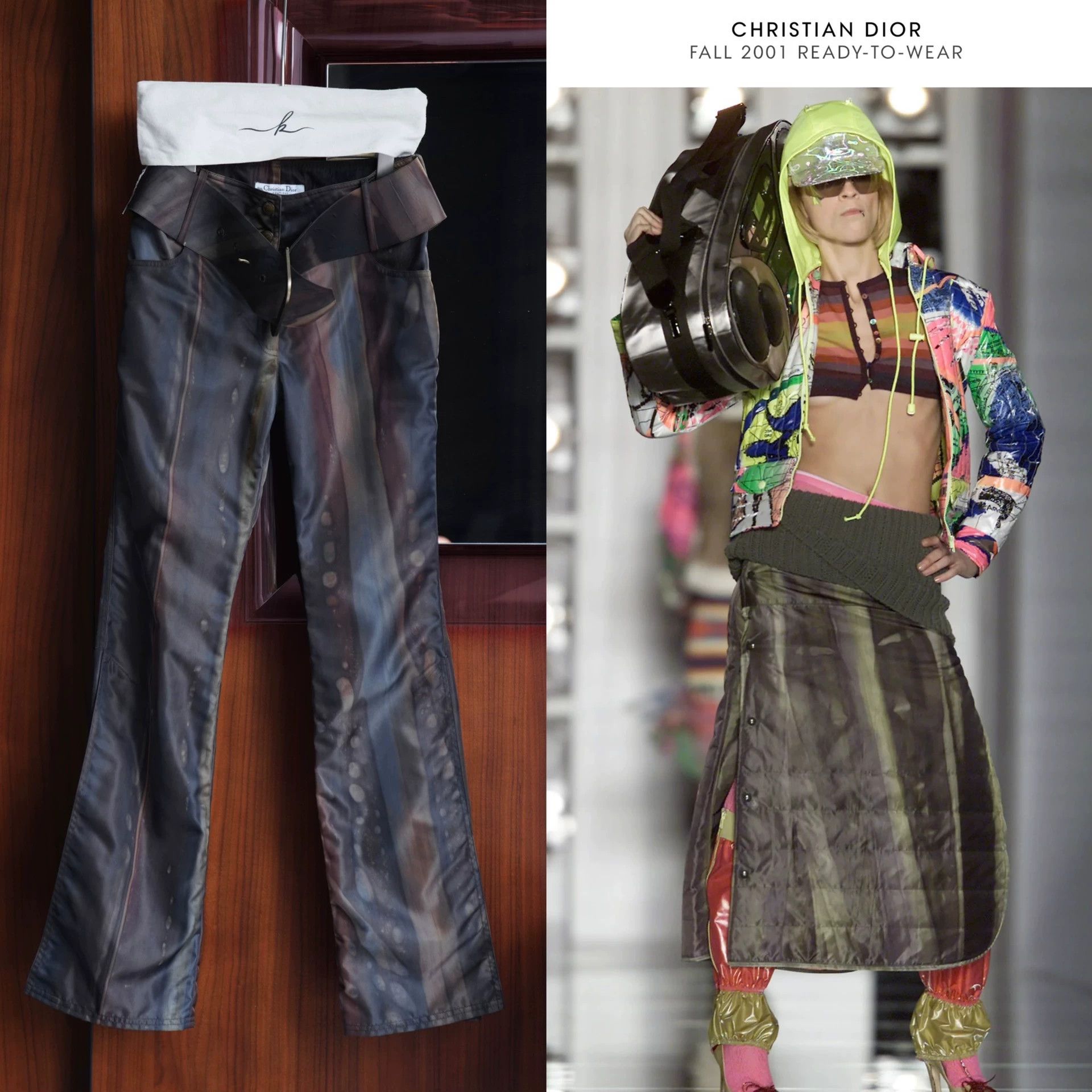 Dior Dior 2001 Galliano Wide Belt Slit Trousers Women's Size 27" / US 4 / IT 40 - 2 Thumbnail