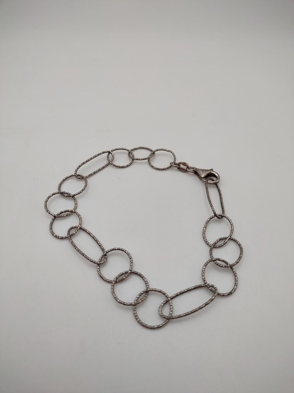 The Unbranded Brand 925 Italy Sterling Silver Textured Link Chain Bracelet Size ONE SIZE - 1 Thumbnail