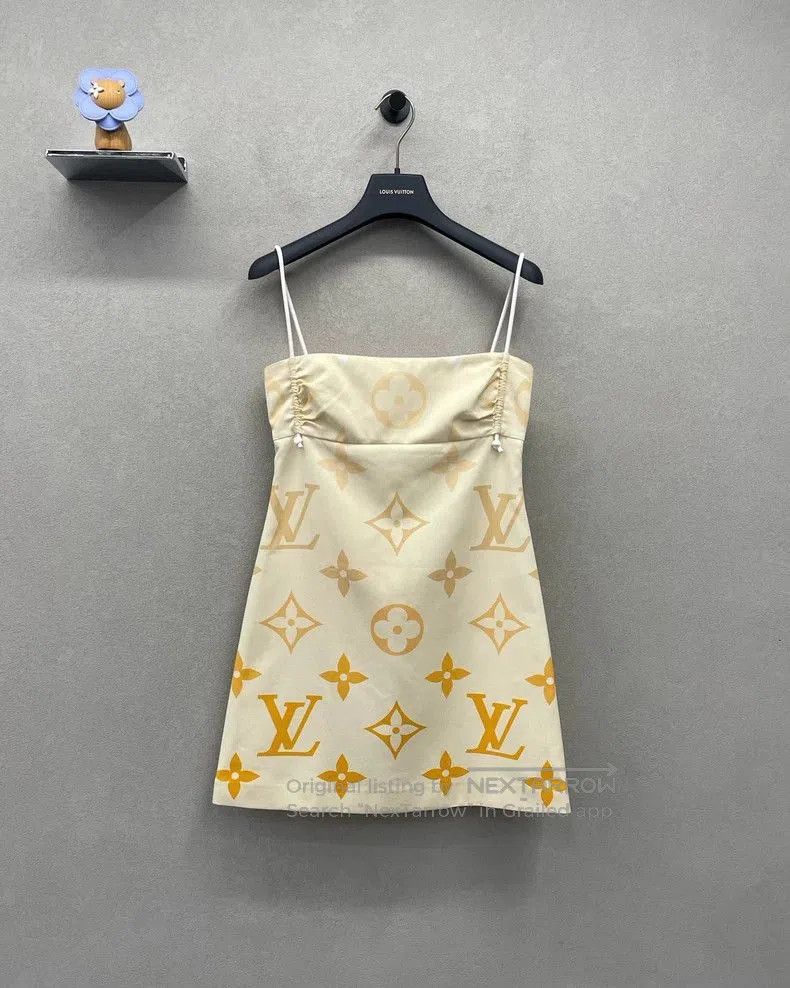 LV Cream Sling Short Dress.