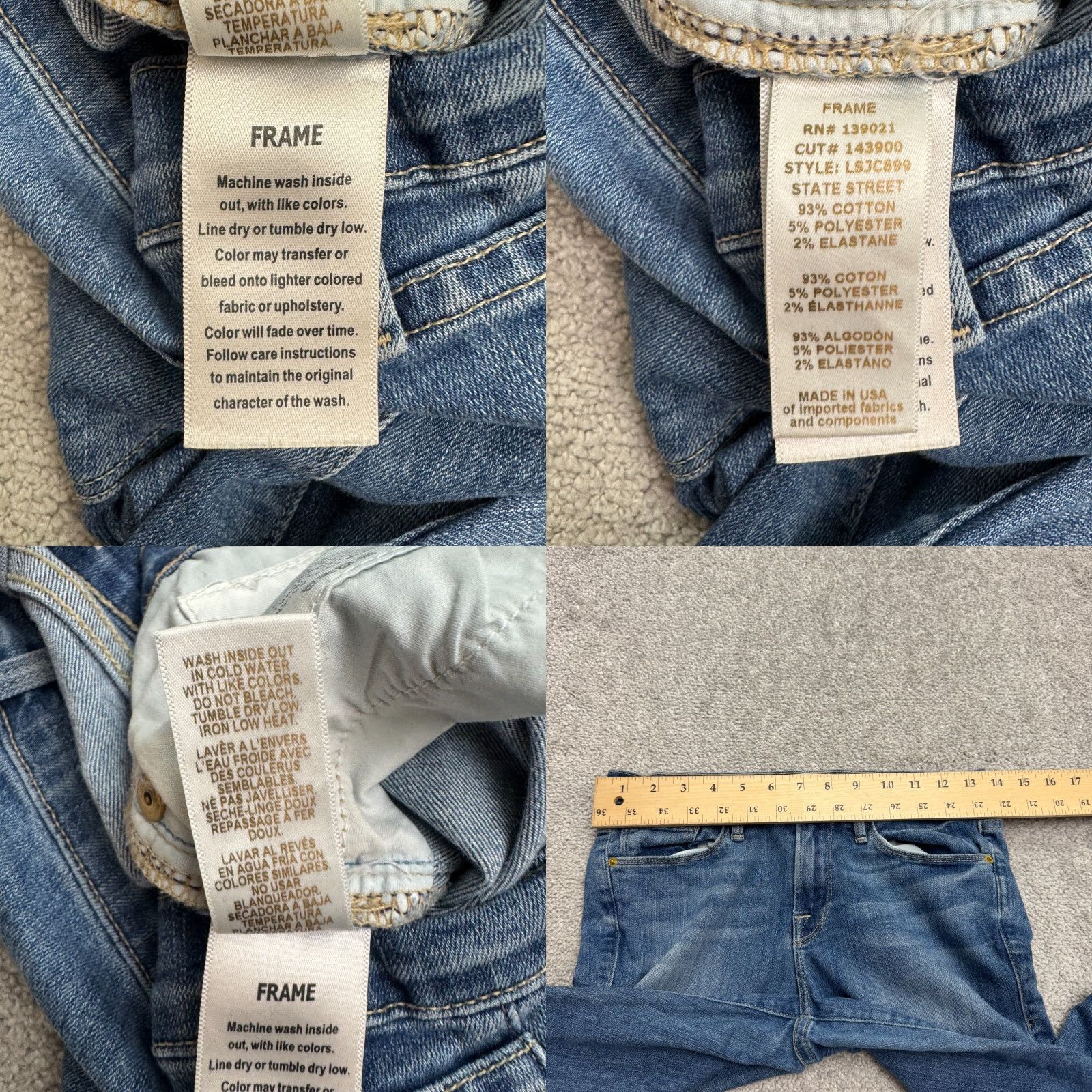 Madewell VINTAGE Frame Le Skinny De Jeanne Crop Denim Jeans Womens 27 Blue Mid Rise Medium Wash Size 27" / US 4 / IT 40 - 8 Thumbnail