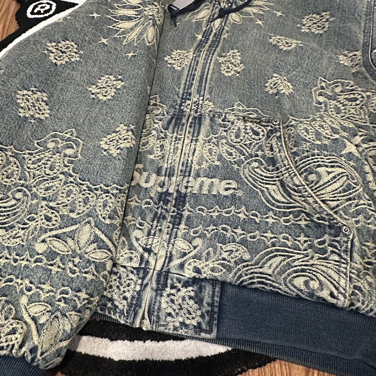 Supreme Supreme Bandana Jacquard Denim Hooded Work Jacket Blue Size US L / EU 52-54 / 3 - 2 Thumbnail