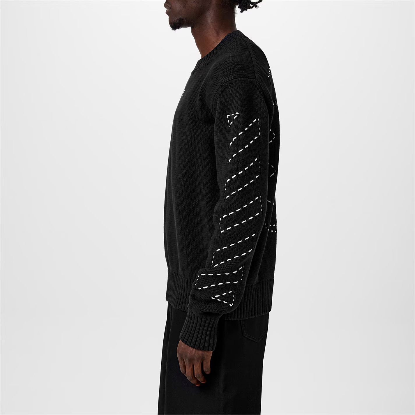 Off-White o1g2r1mq0326 Quarter Crew Neck Jumper in Black Size US L / EU 52-54 / 3 - 6 Thumbnail