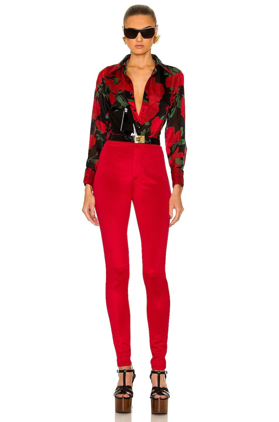Saint Laurent Paris o1s1wg110924 Slim-Fit Pants in Silky Jersey in Red Size 28" / US 6 / IT 42 - 5 Thumbnail
