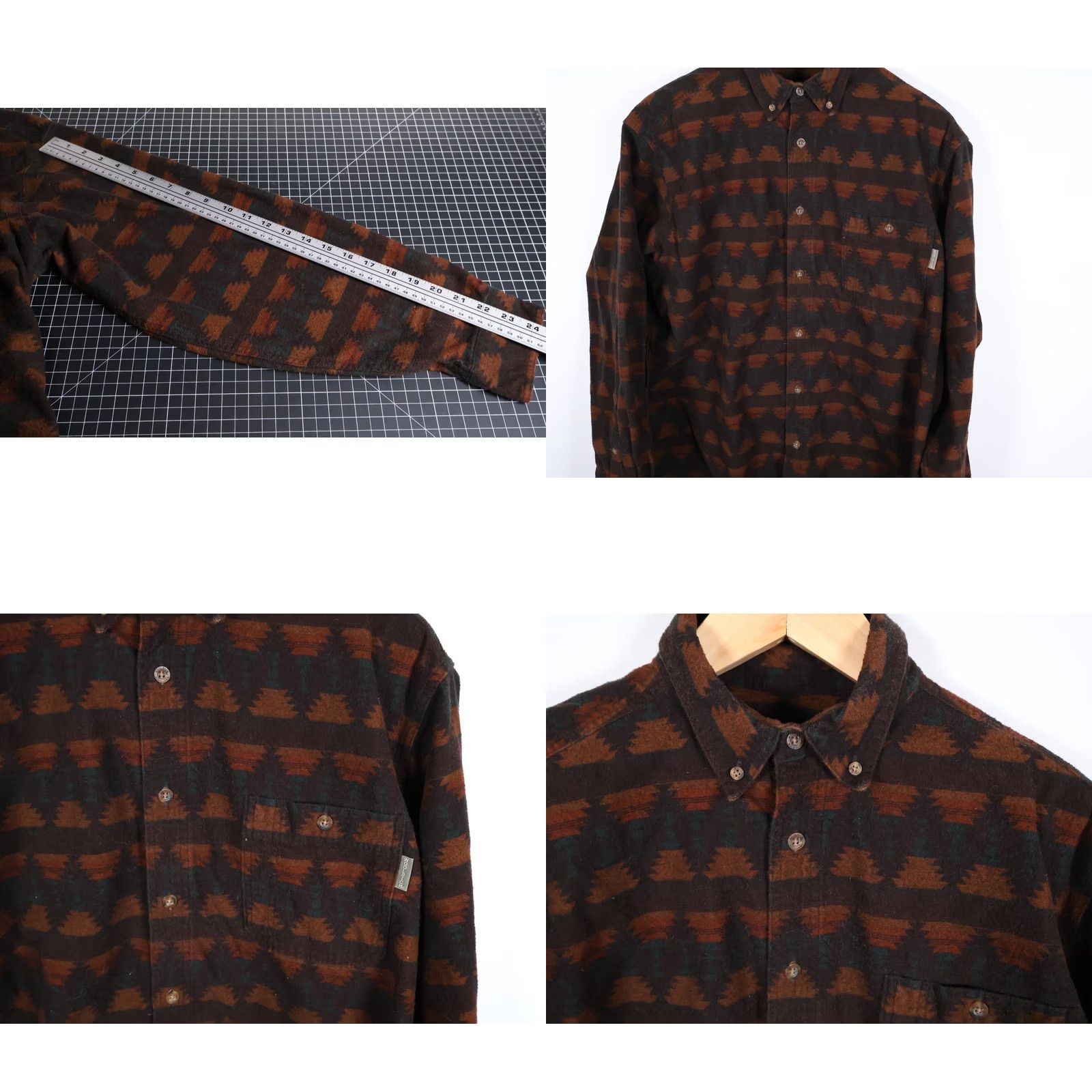Vintage VINTAGE Woolrich Aztec Pattern Flannel Shirt Mens XL Brown Dark Green Geometric Tribal Size US XL / EU 56 / 4 - 8 Thumbnail