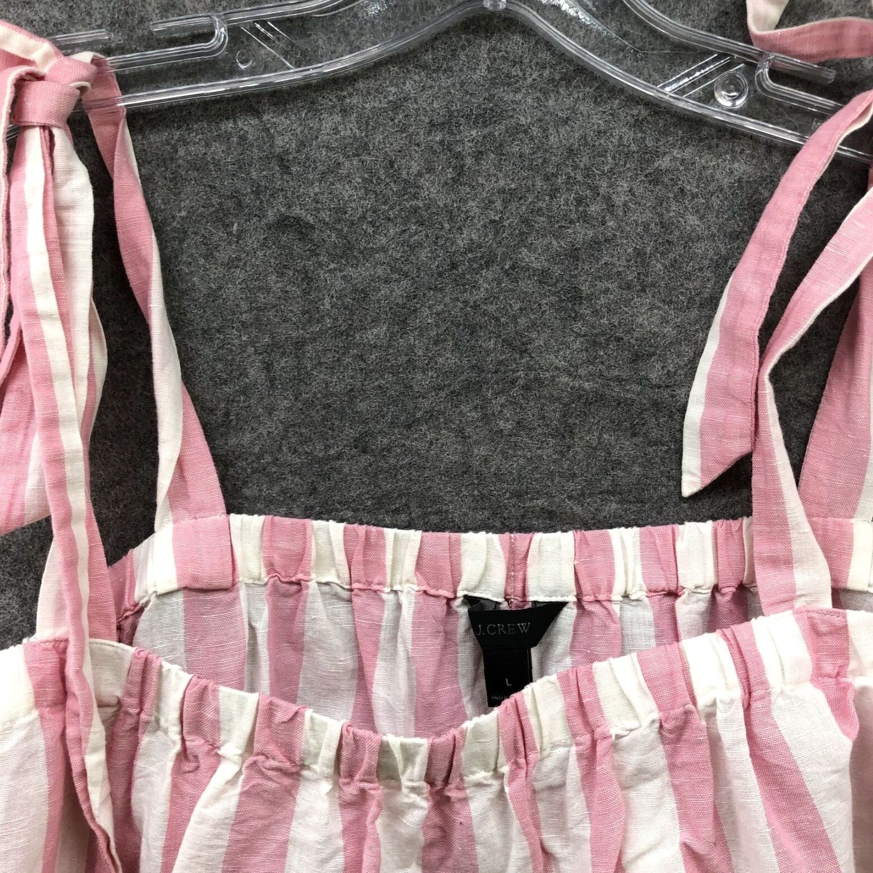 J.Crew J Crew Womens Linen Top Large L Cami Pink White Striped Beachy Spring Summer Size L / US 10 / IT 46 - 3 Thumbnail