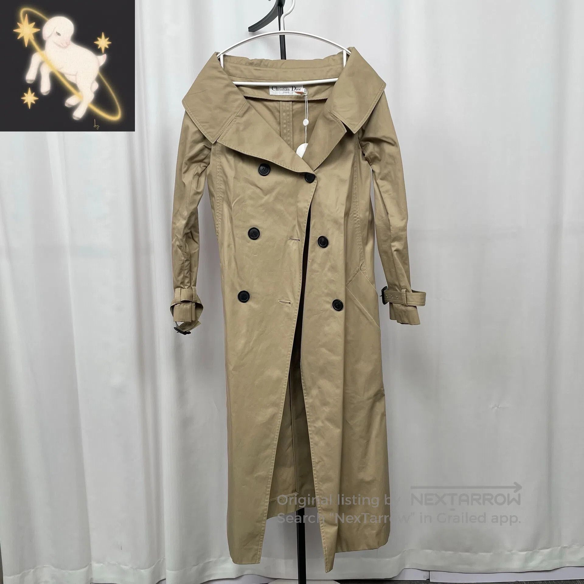 Dior Dior Khaki one-shoulder double-breasted long trench coat| Size XS / US 0-2 / IT 36-38 - 1 Thumbnail