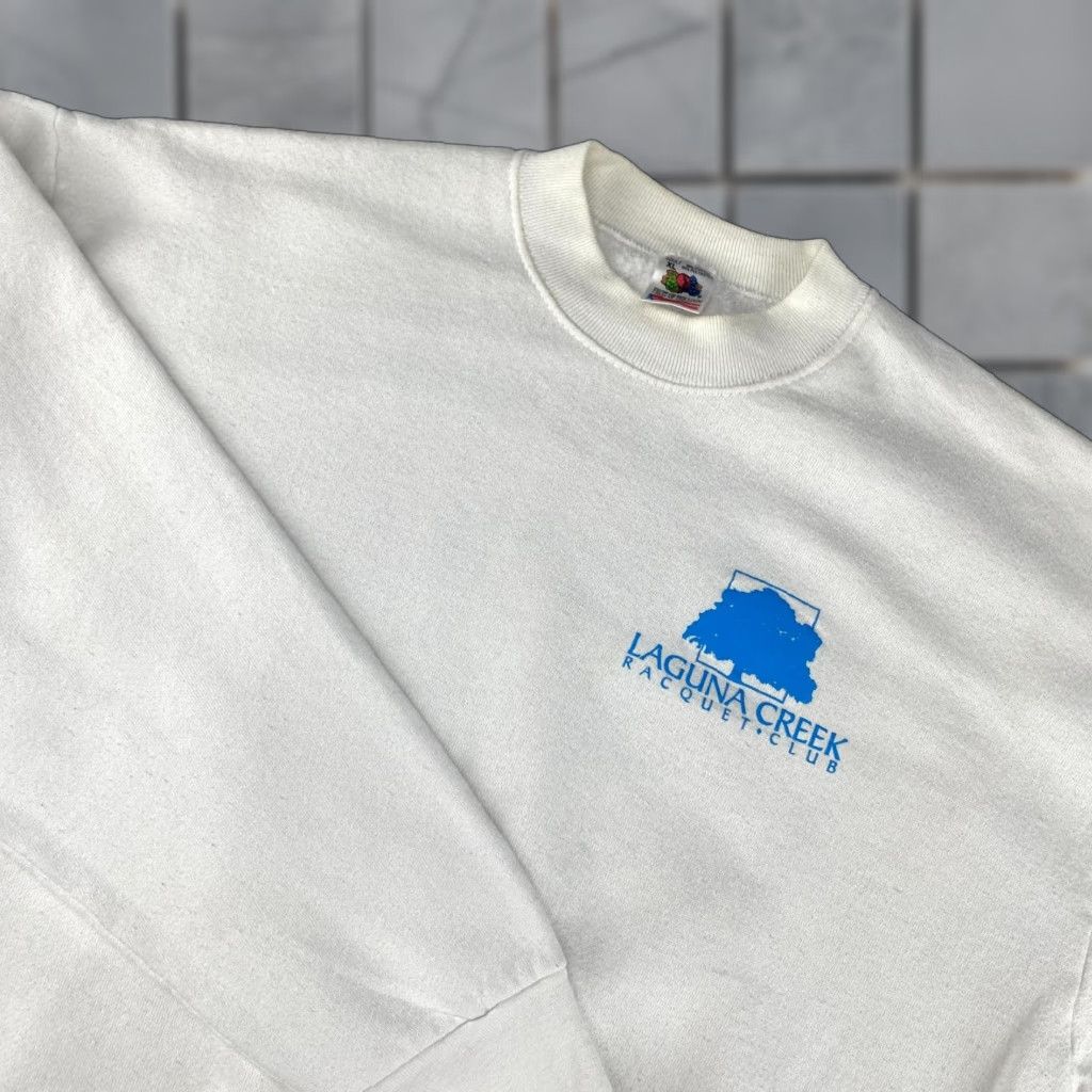Fruit Of The Loom VINTAGE Fruit of the Loom Sweatshirt Mens XL White 2-Sided USA Made 90s Hoodie Pullover Graphic Print Crew Neck Fleece Cotton Blend Modern All Seasons Size US XL / EU 56 / 4 - 1 Thumbnail