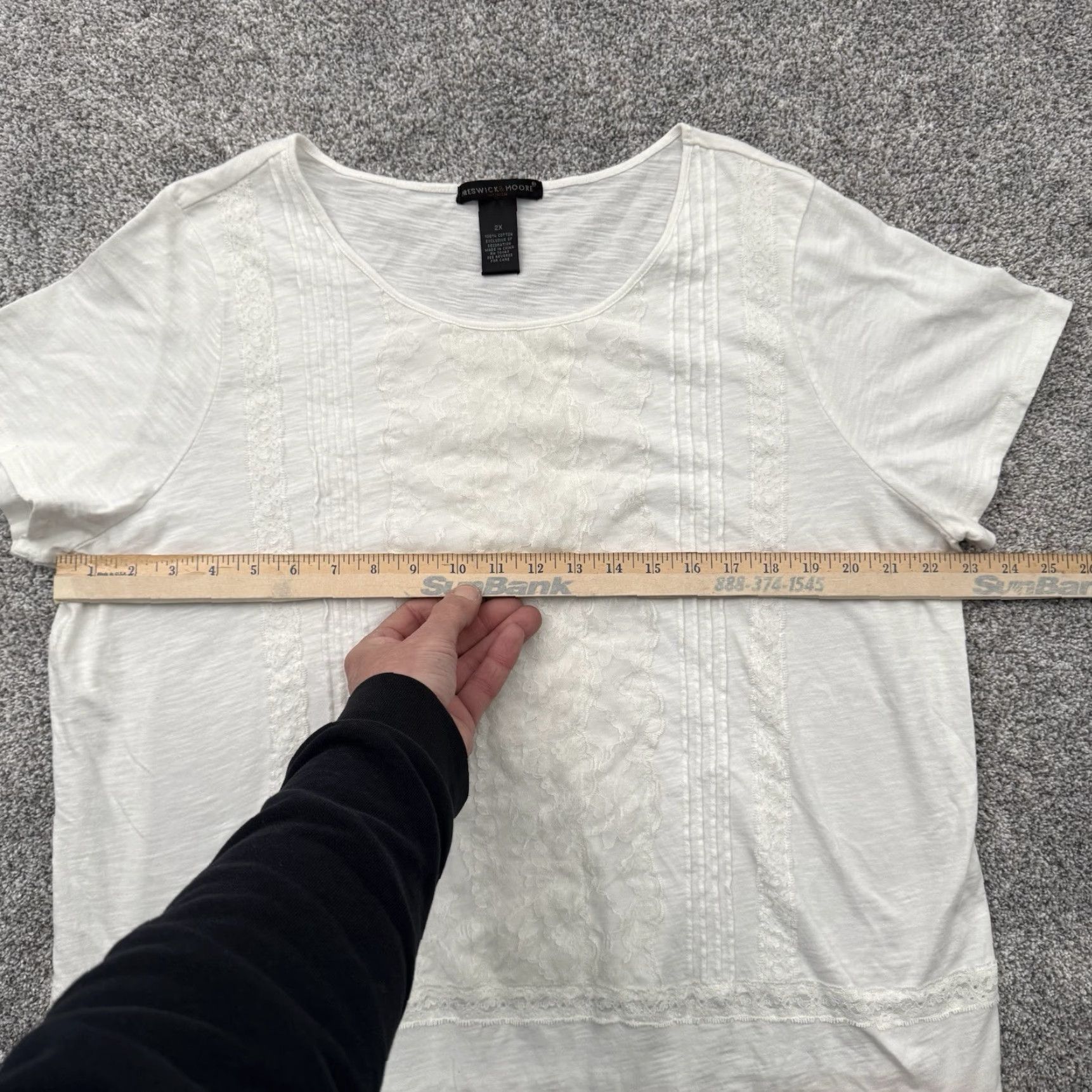 Vintage Preswick & Moore Boho Top Womens 2X Plus Lace Trim Pintuck Cottagecore Peasant Shirt White 100% Cotton Womens Size XXL / US 16-18 / IT 52-54 - 3 Thumbnail