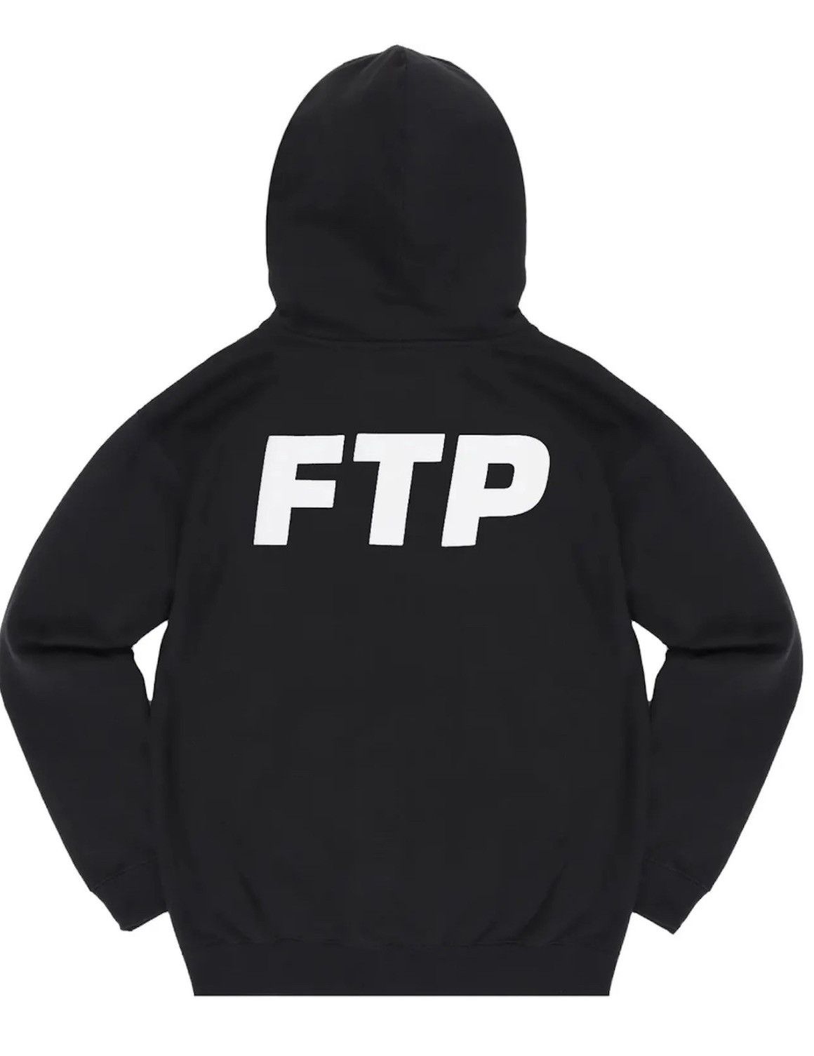 image of Fuck The Population Ftp Puff Print Hoodie Black, Men's (Size XL)