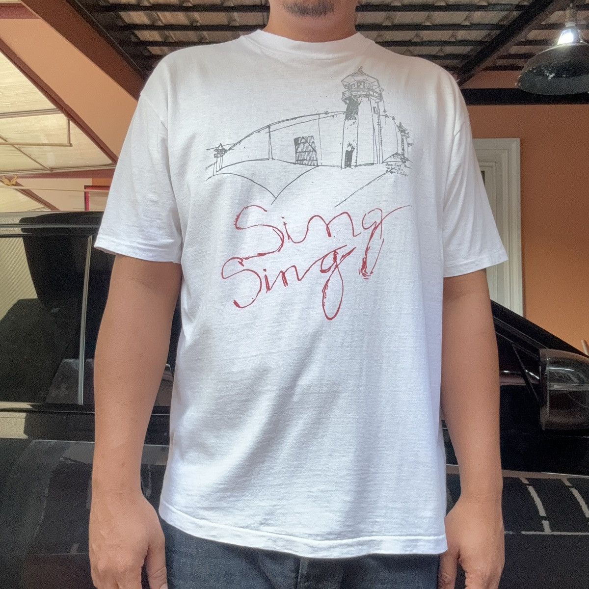 image of Vintage 90's Alan E. Cober - Sing Sing Prison in White, Men's (Size XL)