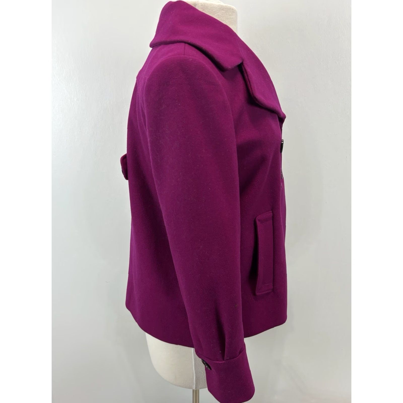 Banana Republic VINTAGE Banana Republic Wool Blend Pea Coat Women’s Size S Fuchsia Casual Winter Fall Spring Double Breasted Size S / US 4 / IT 40 - 4 Thumbnail