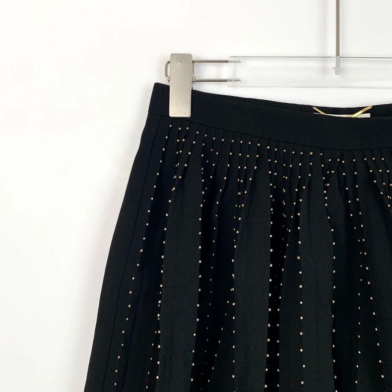 Saint Laurent Paris Saint Laurent Black Vertical Beaded Casual Pleated Culottes Size 37" - 3 Thumbnail