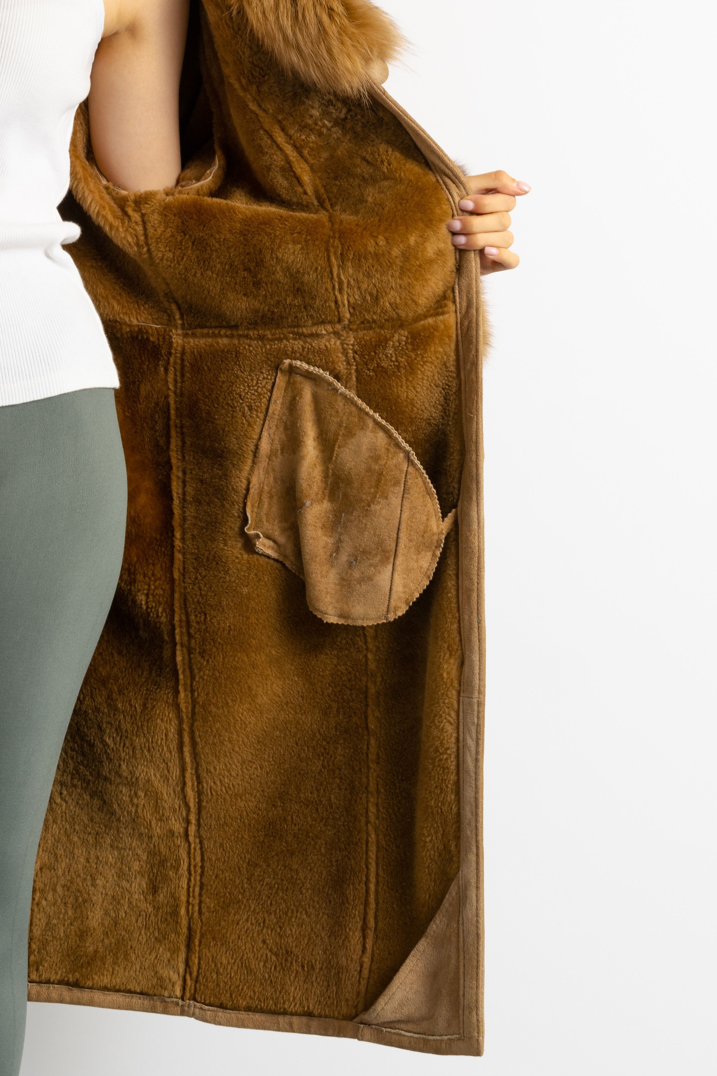 Vintage Suede Sheepskin Leather Shearling Fastens Coat M 5929 Size M / US 6-8 / IT 42-44 - 9 Thumbnail