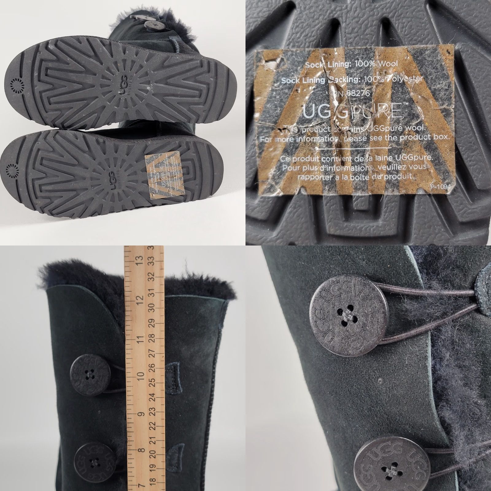 Ugg UGG Bailey Button Triplet II Boots Womens Black Suede, 6 M US / 37 EU, Mid-Calf, Button Closure, Shearling, Water Resistant, Casual Winter Shoes Size US 5 / IT 35 - 8 Thumbnail