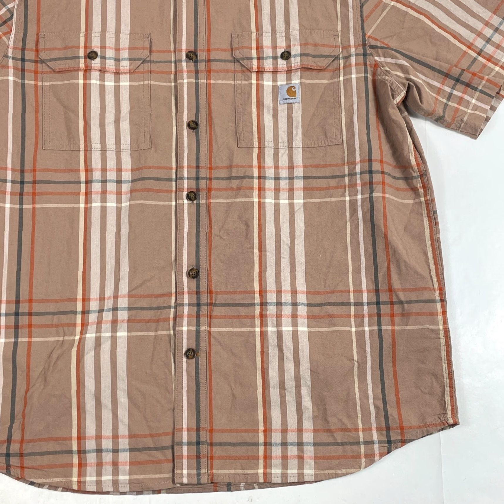 Carhartt VINTAGE Carhartt Shirt Mens Large Orange Relaxed Short Sleeve Button Up Hiking Outdoors Size US L / EU 52-54 / 3 - 4 Thumbnail