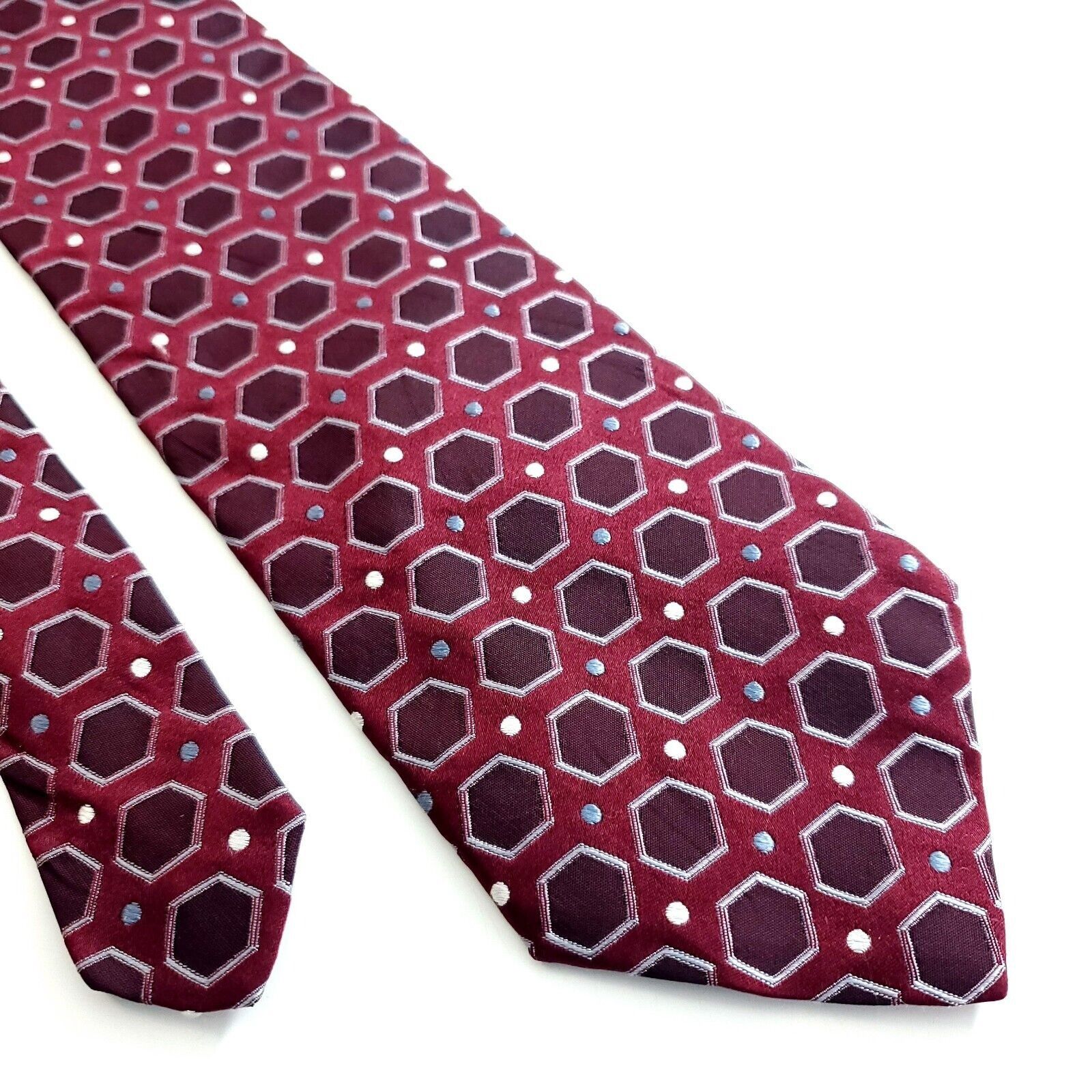 XMI Platinum XMI Red Purple Woven Geometric Silk Tie Size ONE SIZE - 1 Thumbnail
