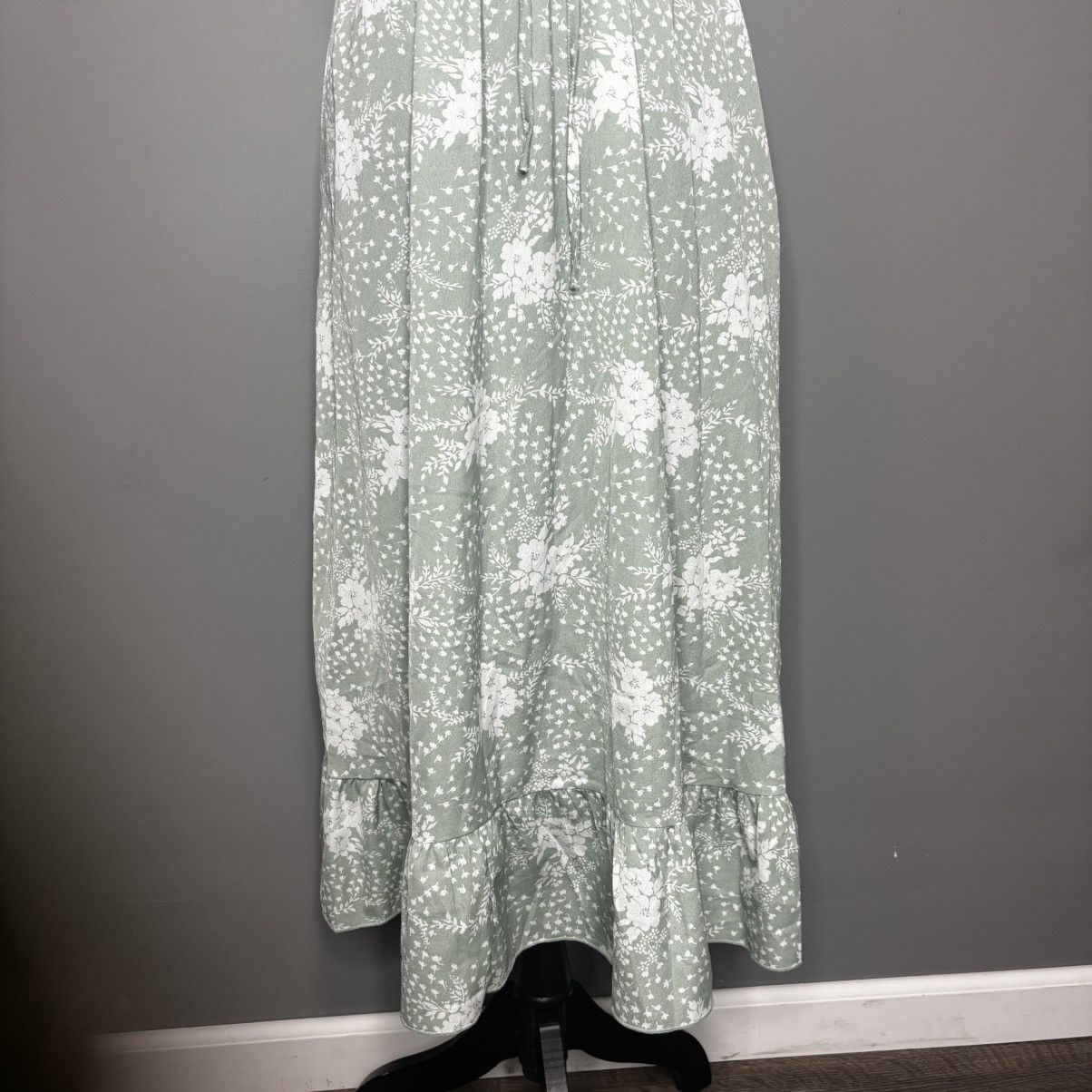Vintage SIMPLEE-Casual Green Sling Print Midi Dress-XS Size XS / US 0-2 / IT 36-38 - 3 Thumbnail