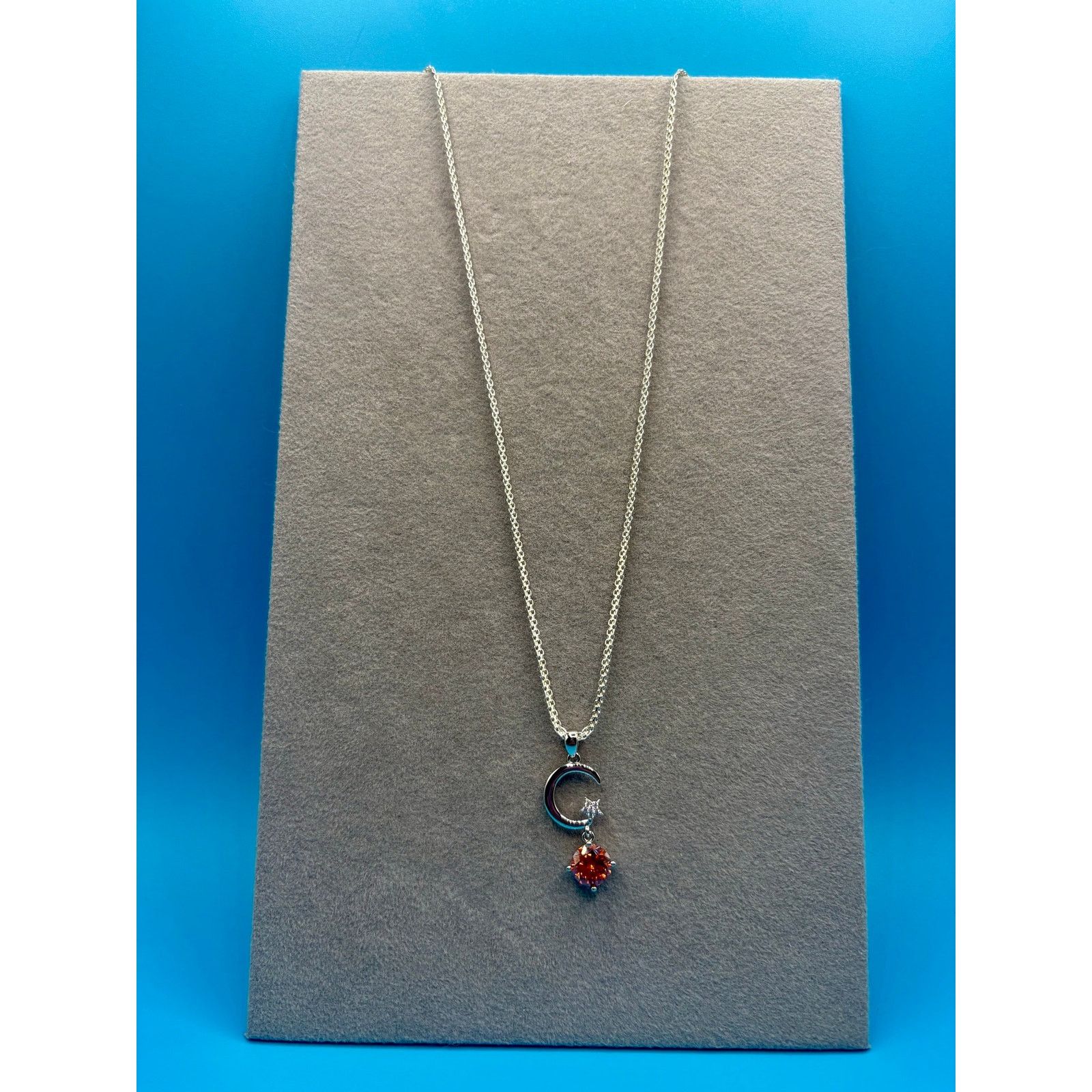Jewelry NEW 2CTW Moissanite Moon & Star Pendant & 24" Bonus Chain Size ONE SIZE - 3 Thumbnail
