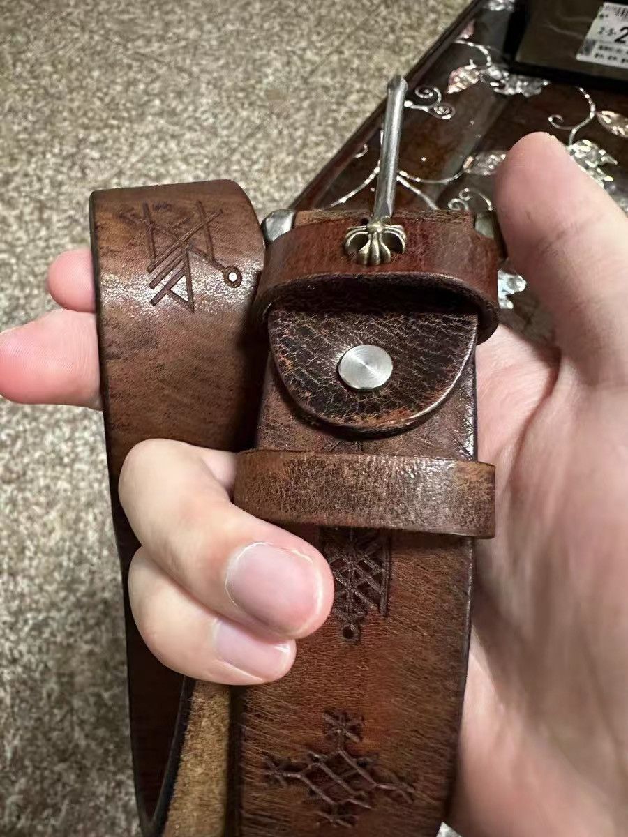 Other Vegetable-Tanned Leather Retro Carved Belt Size ONE SIZE - 1 Thumbnail
