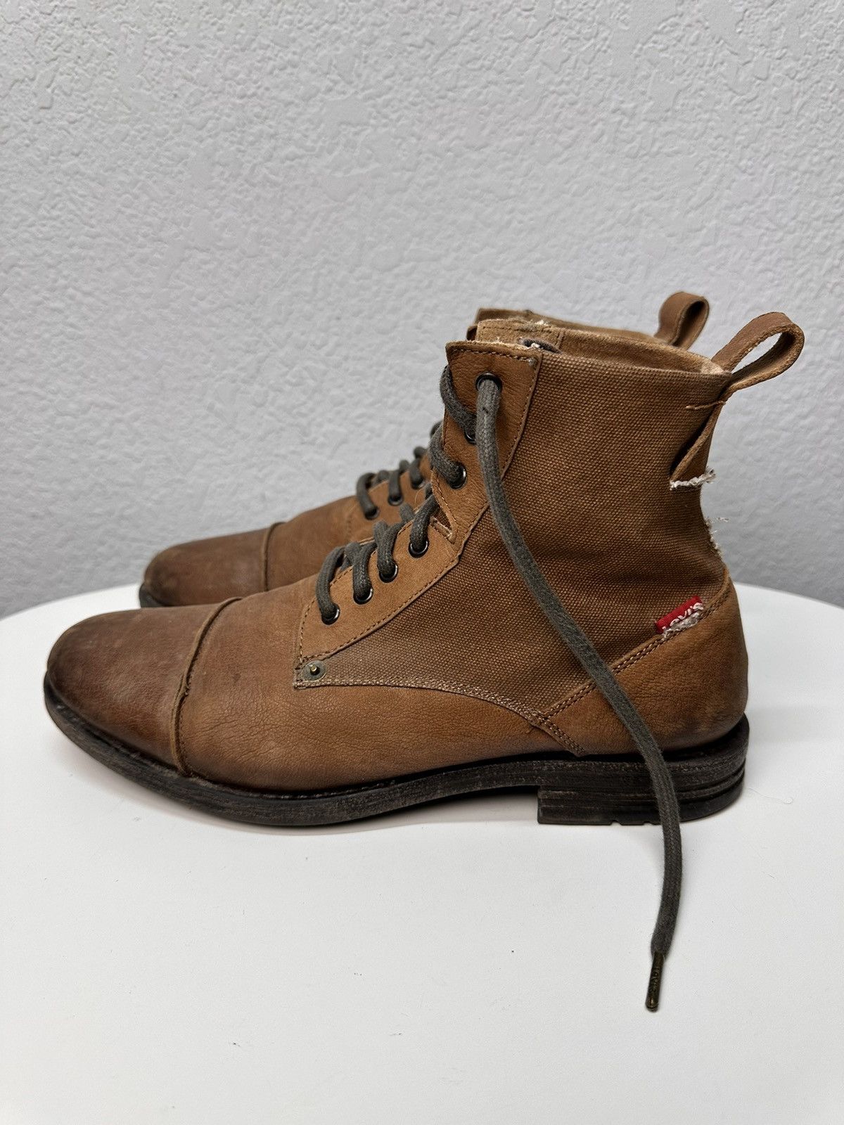 14th Addiction Combat Levi’s brown leather boots vintage Guidi Handmade GOA Size US 11 / EU 44 - 3 Thumbnail