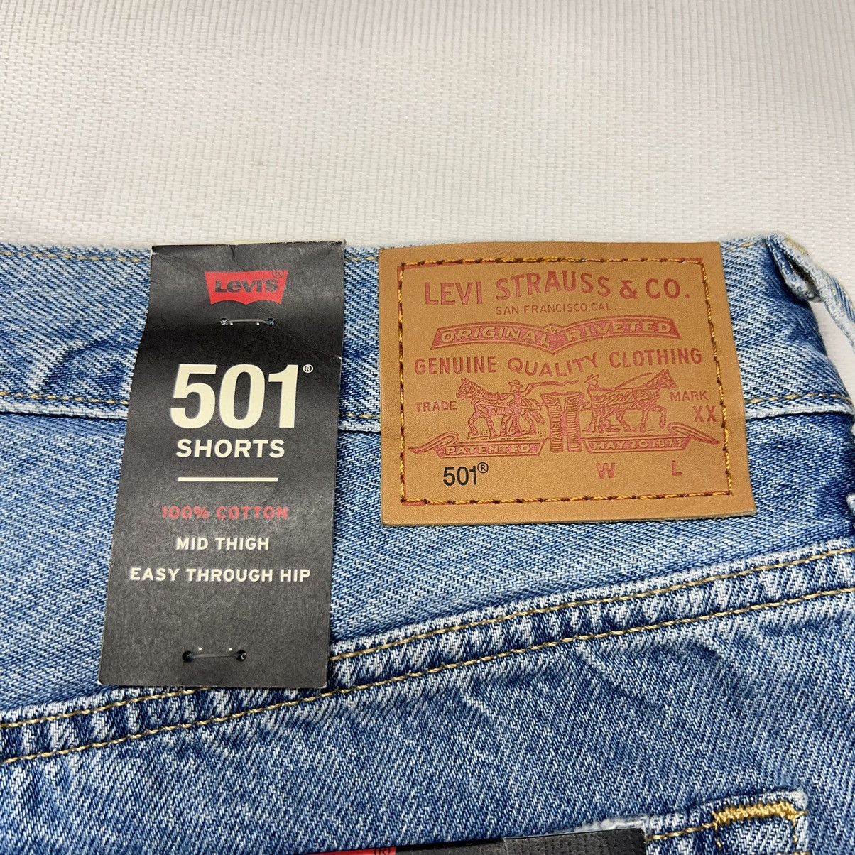 Levi's NEW Levis Premium Jean Shorts Blue 501 Mid Thigh Distressed Size 32" / US 10 / IT 46 - 19 Thumbnail