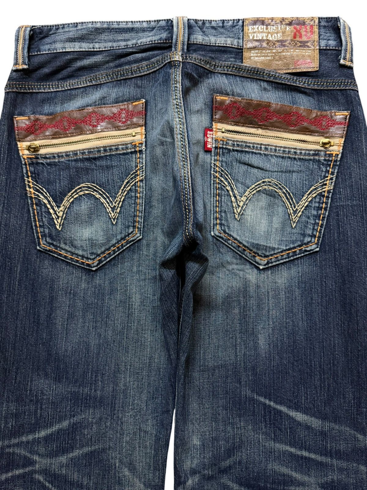 Edwin Vintage 90s Edwin XV Blue Faded Wash Distress Wide Leg Loose Size US 34 / EU 50 - 4 Thumbnail