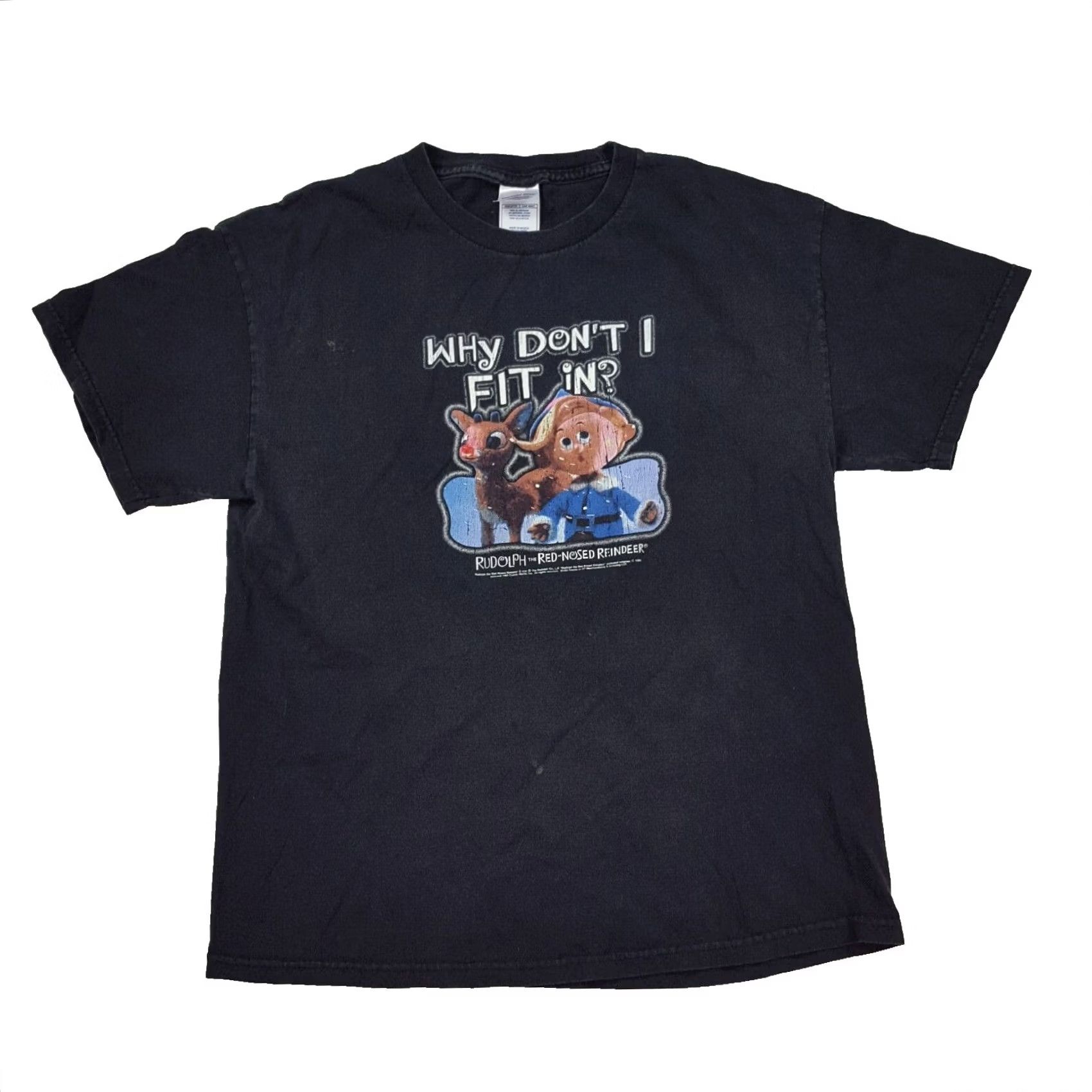 Vintage VINTAGE Rudolph The Red-Nosed Reindeer T-Shirt 90s Christmas TV Promo Mens M Black Cotton Graphic Print Xmas Holiday Shirt Size US M / EU 48-50 / 2 - 2 Thumbnail