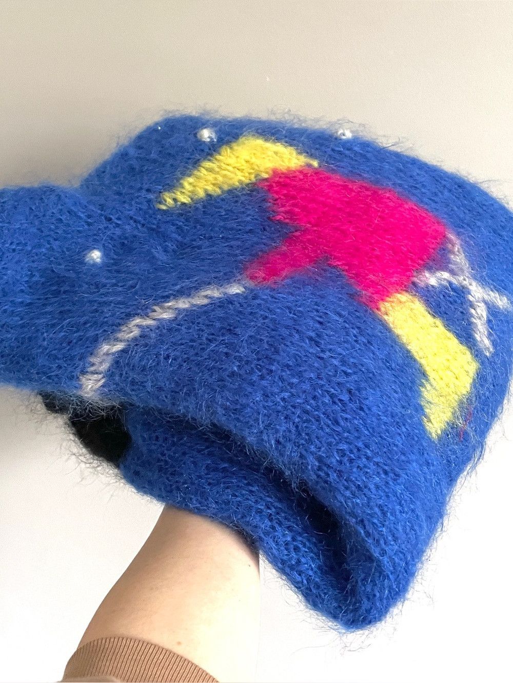 Vintage Vintage Handknit Blue Fishing Mohair Wool Sweater​ 🇬🇧 Size L / US 10 / IT 46 - 9 Thumbnail