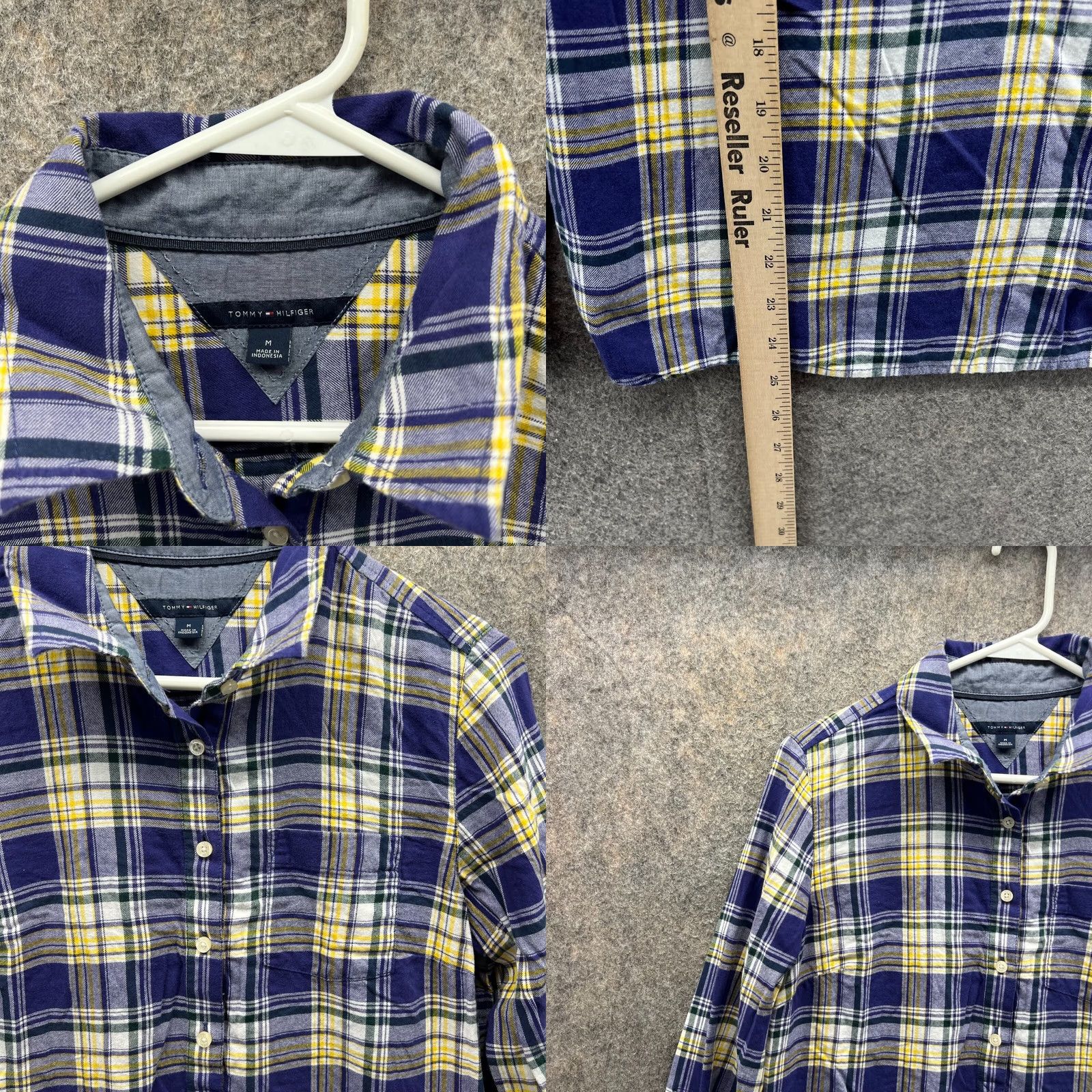 Tommy Hilfiger Tommy Hilfiger Shirt Women Medium Yellow Blue Plaid Casual Button Down Preppy Shirt - Womens Medium Size M / US 6-8 / IT 42-44 - 8 Thumbnail