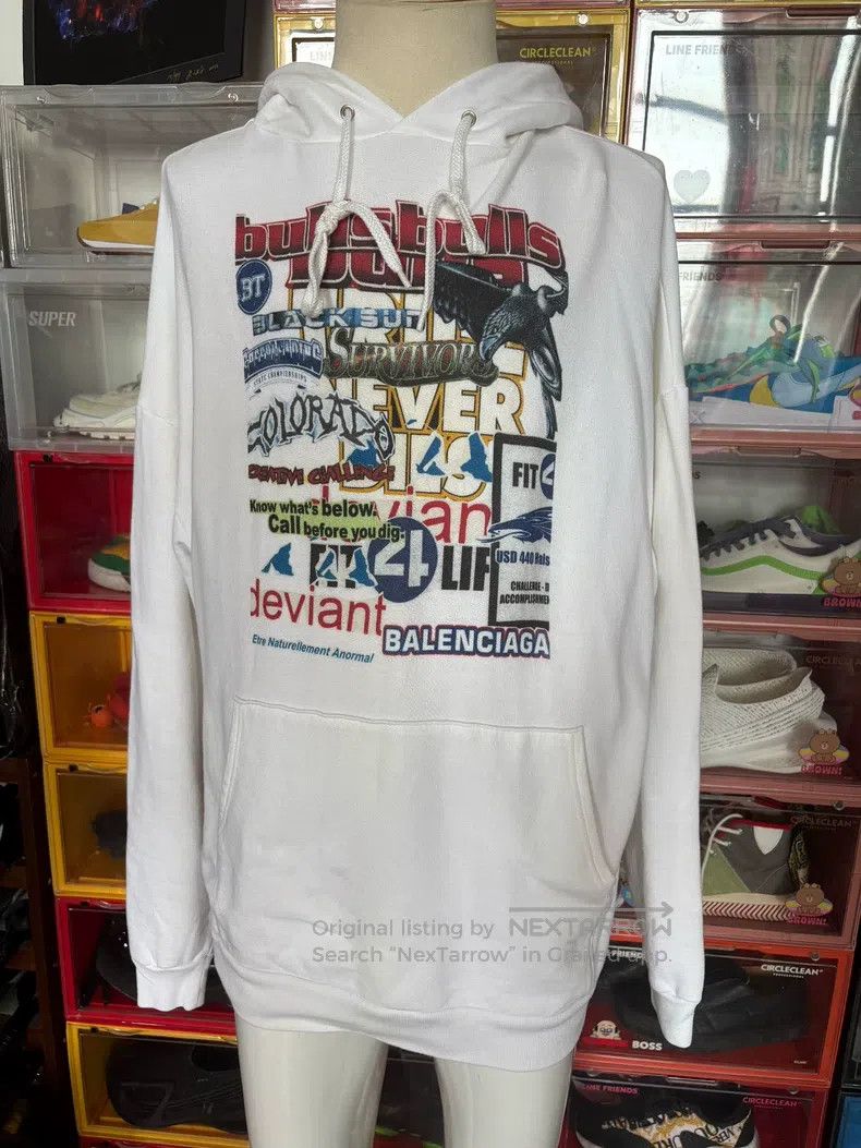 Balenciaga Balenciaga White Hooded Sweatshirt Size US S / EU 44-46 / 1 - 1 Thumbnail
