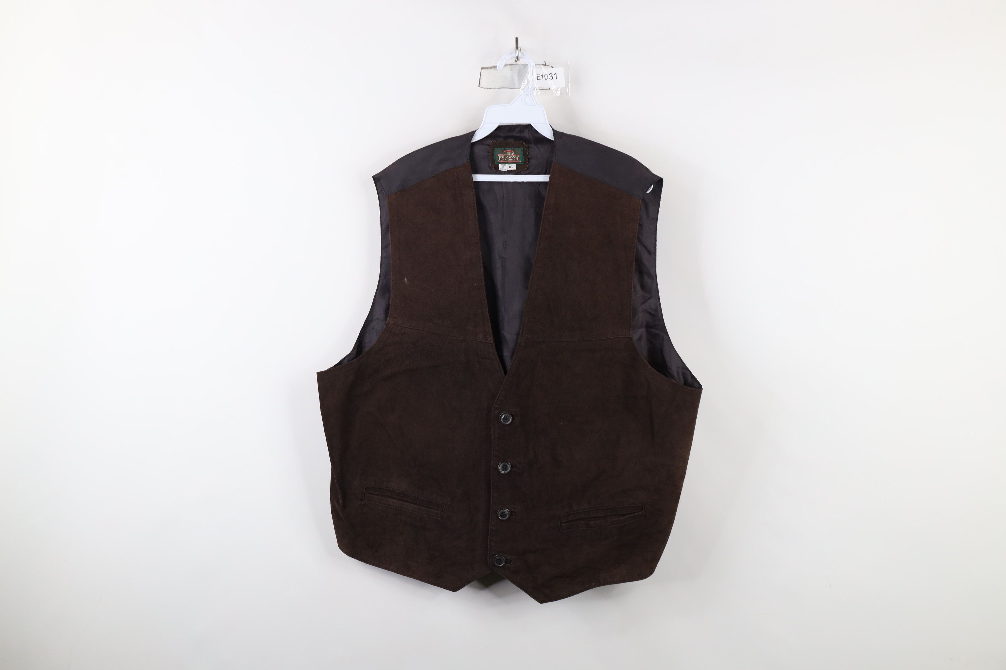 Vintage Vintage 90s Streetwear Buckle Back Suede Leather Vest Jacket Size US XL / EU 56 / 4 - 1 Thumbnail