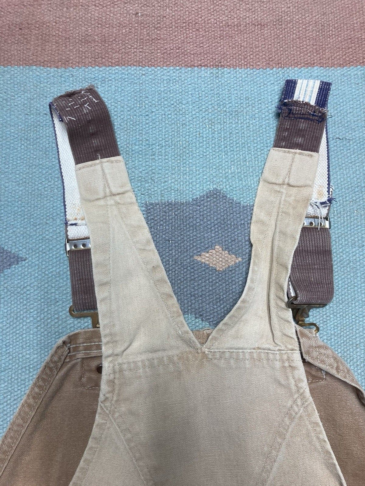 Vintage 1960s 70s carhartt overalls double knee canvas Big C 40x27 Size US 40 / EU 56 - 18 Thumbnail