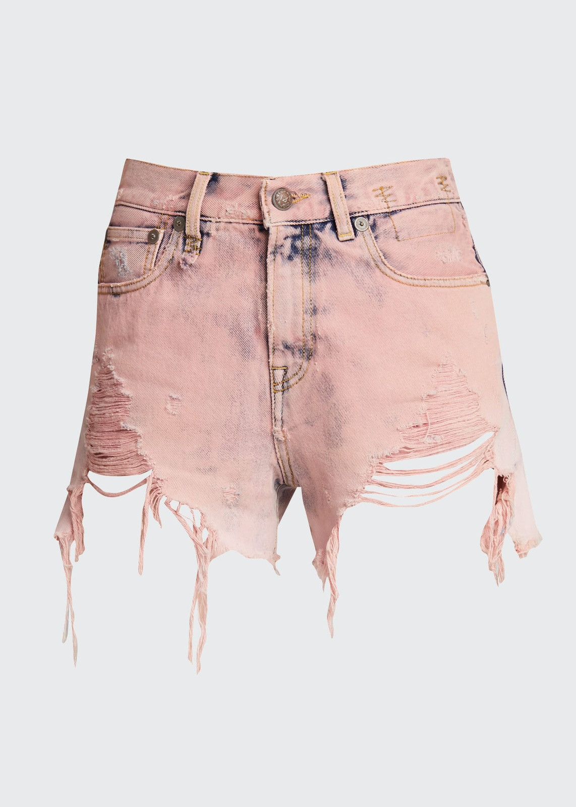 R13 R13 Pink Shredded Slouchy Denim Shorts Size 26" / US 2 / IT 38 - 1 Thumbnail