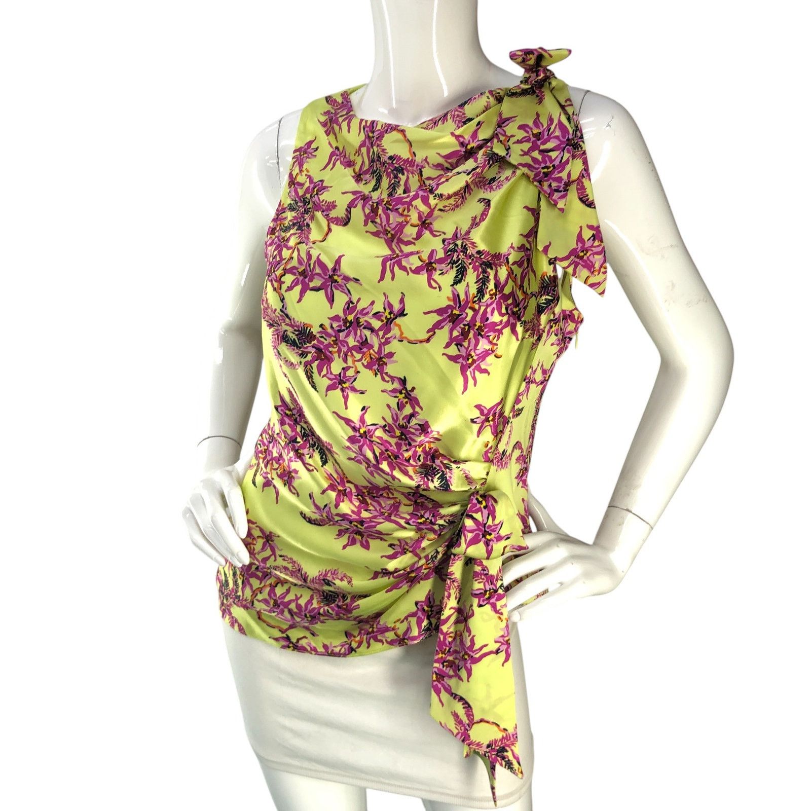 Cinq a Sept Cinq A Sept 5a7 Size S Top Nanon Gathered Sleeveless Orchids Size S / US 4 / IT 40 - 1 Thumbnail