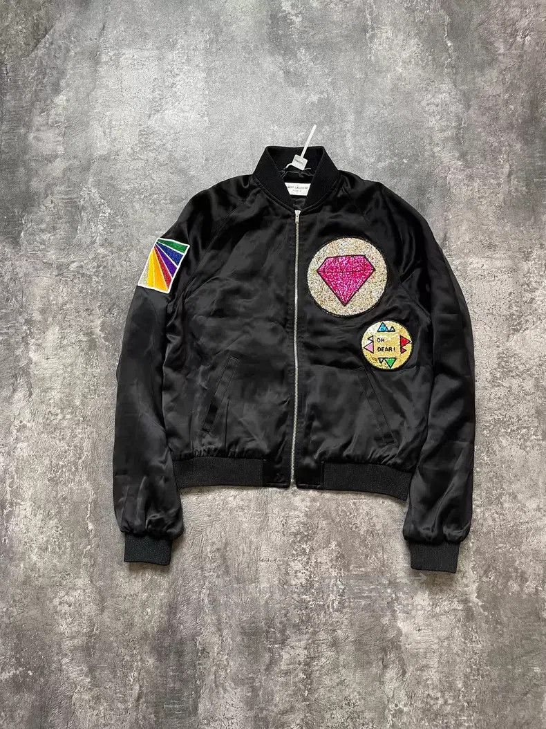 Saint Laurent Paris Saint Laurent Paris Glitter Diamond Badge Embroidered Silk Size US S / EU 44-46 / 1 - 1 Thumbnail