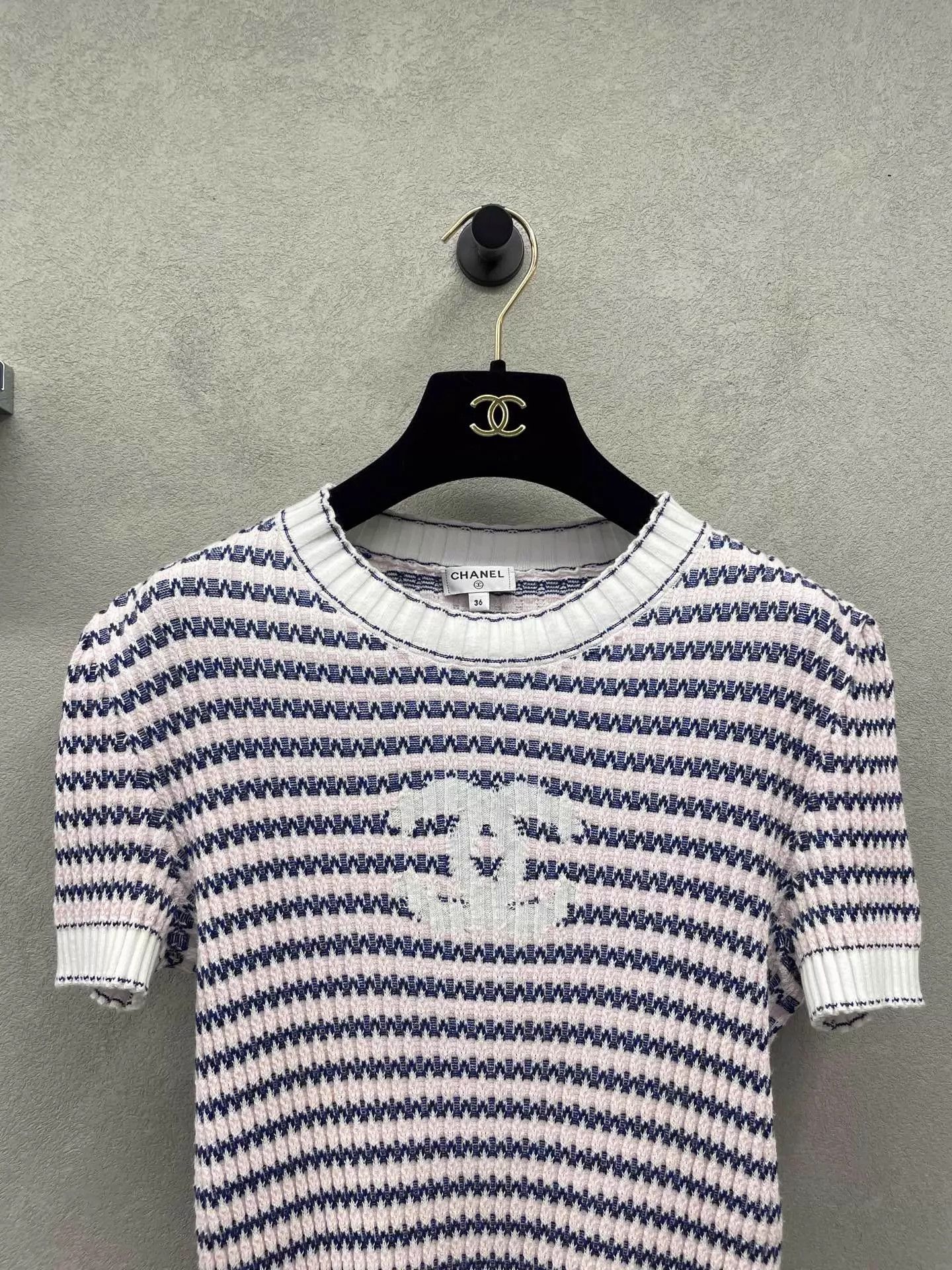 Chanel Chanel Knit Striped Short-Sleeve Top Size 36 Star Size XS / US 0-2 / IT 36-38 - 4 Thumbnail