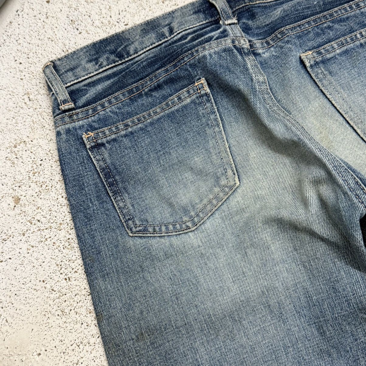 Japanese Brand DMG Buttonfly Slim Straight Distressed Denim Pants Size 26" / US 2 / IT 38 - 13 Thumbnail