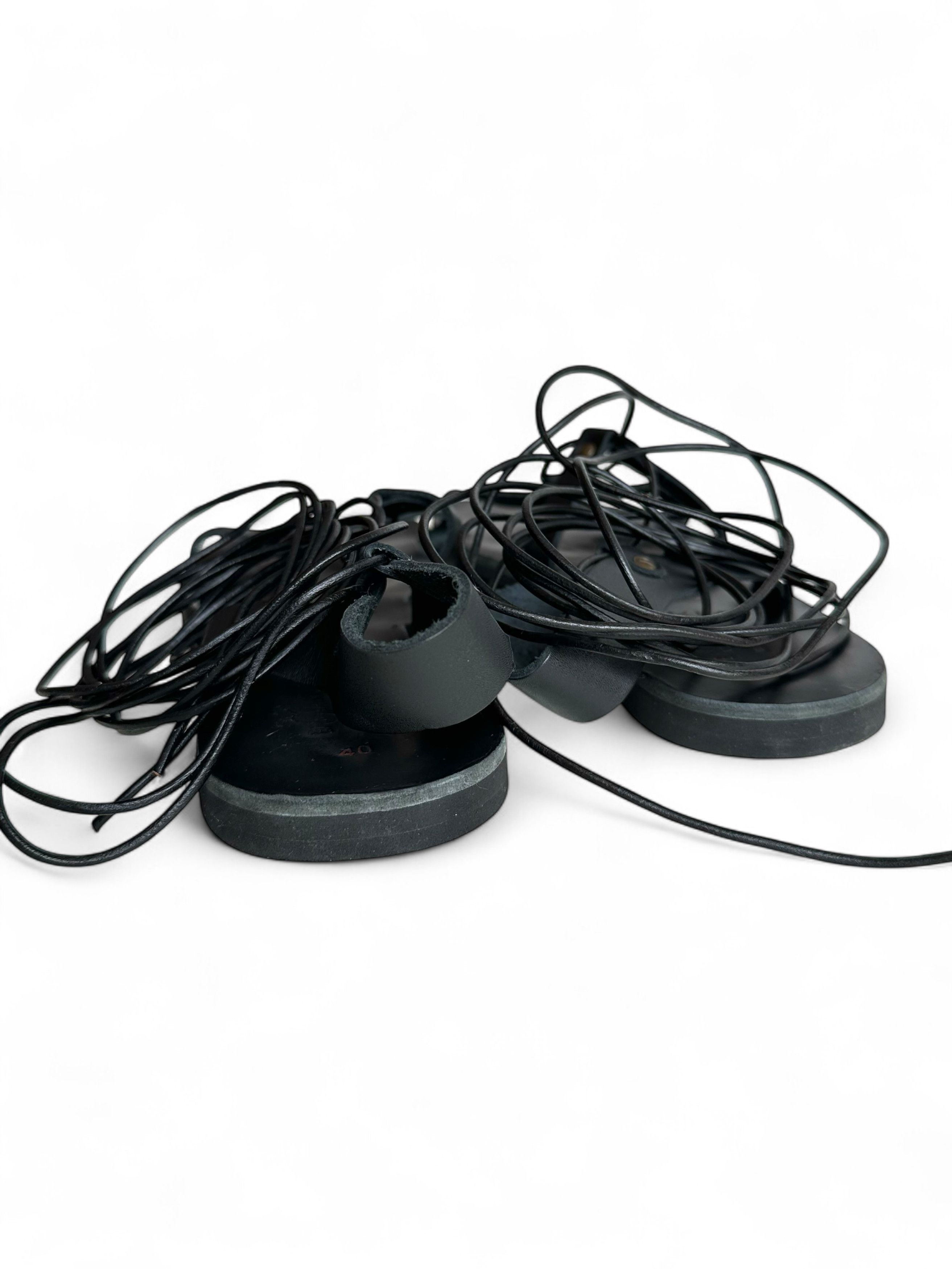 Handmade Handmade in Greece Black Leather Gladiator Sandals (40) Size US 10 / IT 40 - 3 Thumbnail