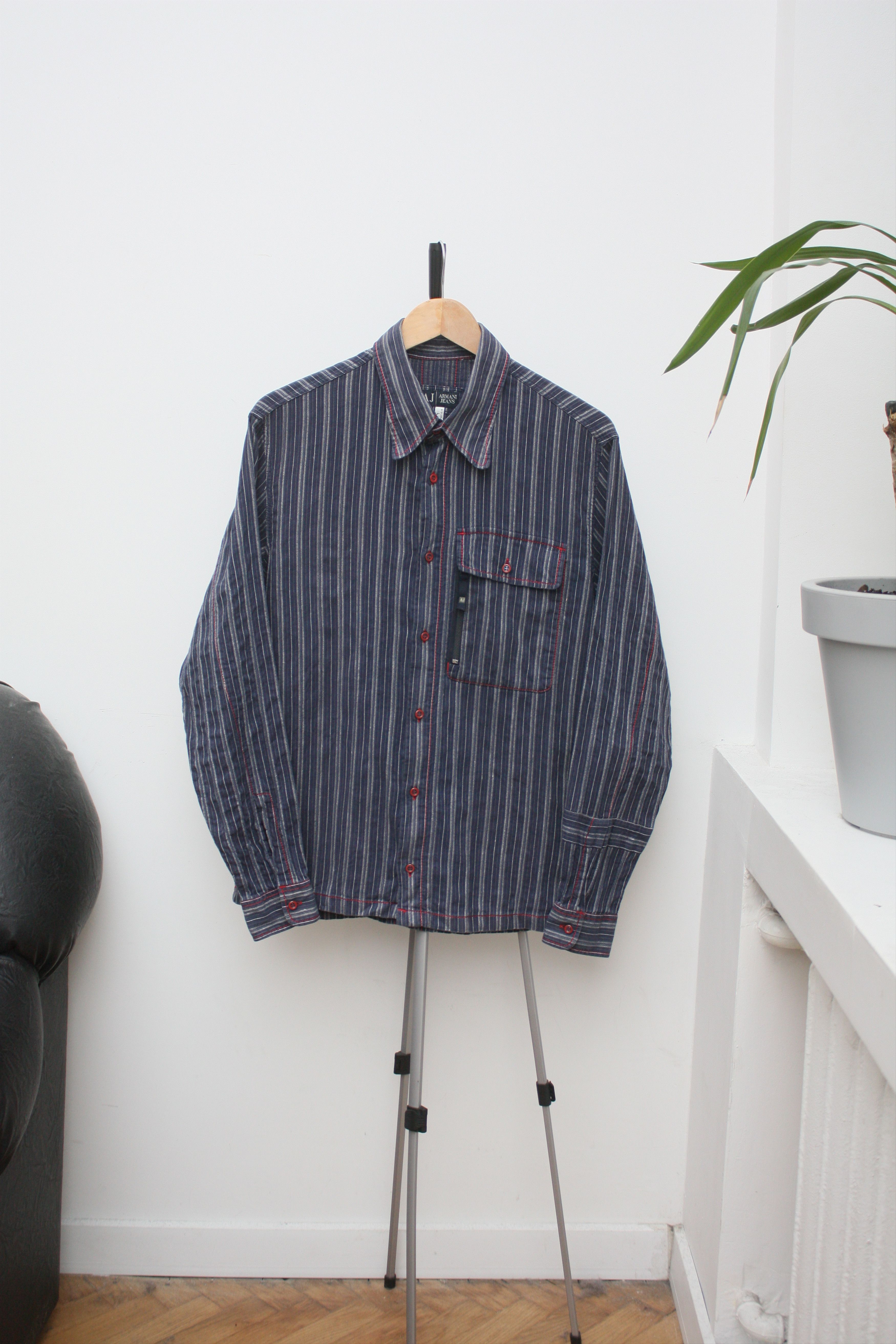 Armani Armani Jeans Vintage Stripped Shirt Men's Large Size US L / EU 52-54 / 3 - 2 Thumbnail