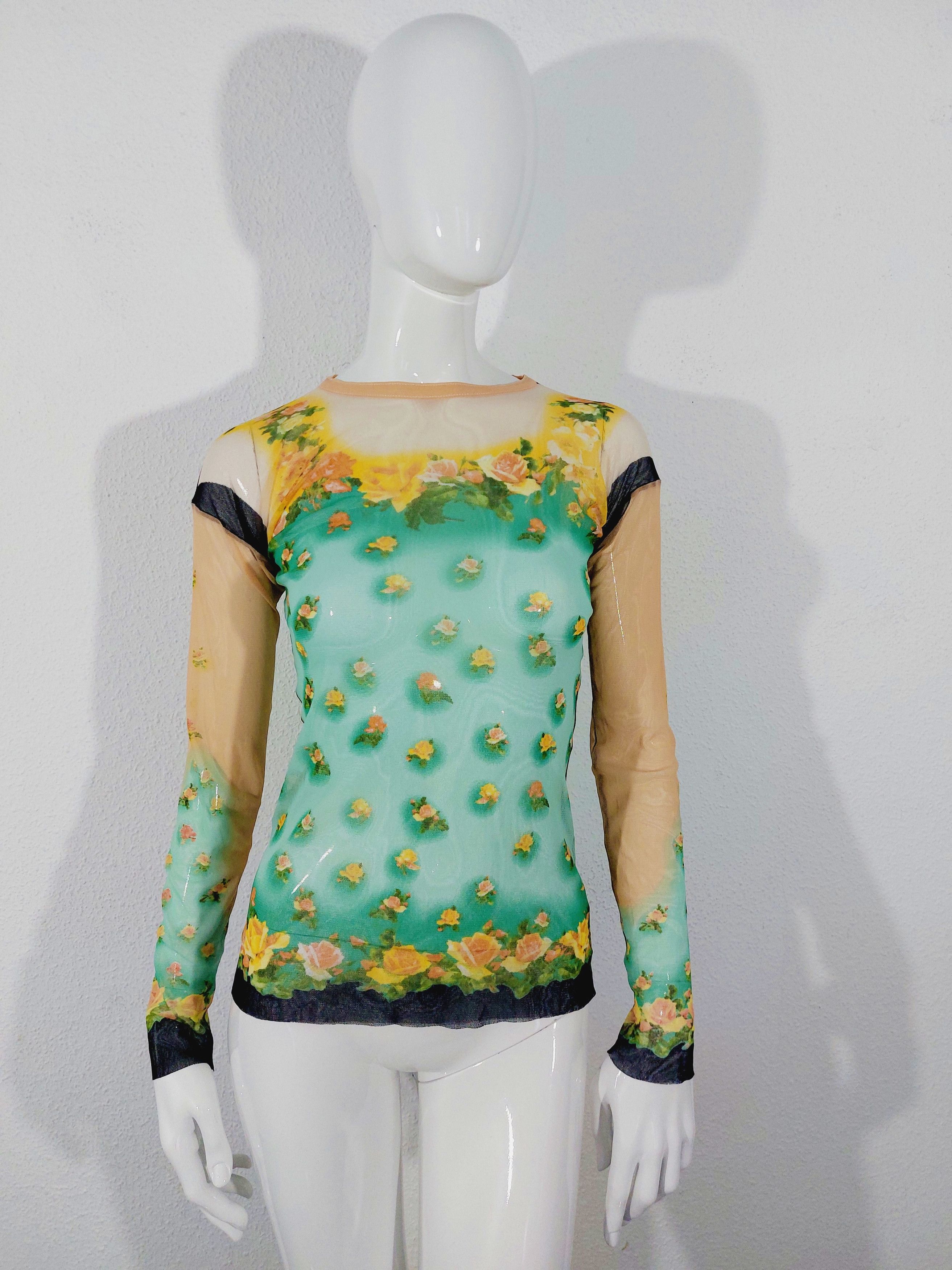 Jean Paul Gaultier Soleil JPG Supreme Flower Mesh Top Tee